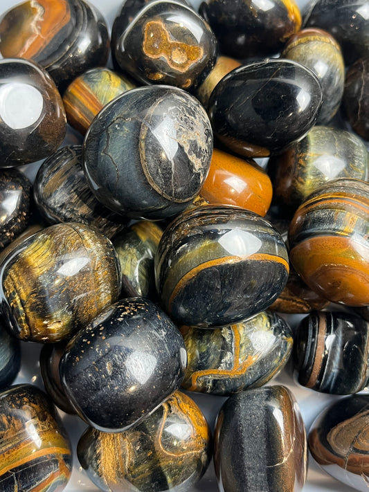 Blå Tigerøye (Falkøye) tromlet 25-30mm