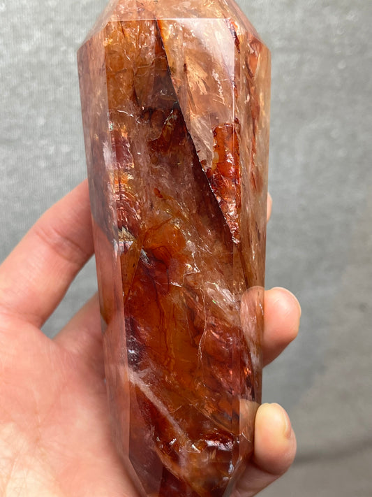 Flammekvarts polert dobbelt terminert