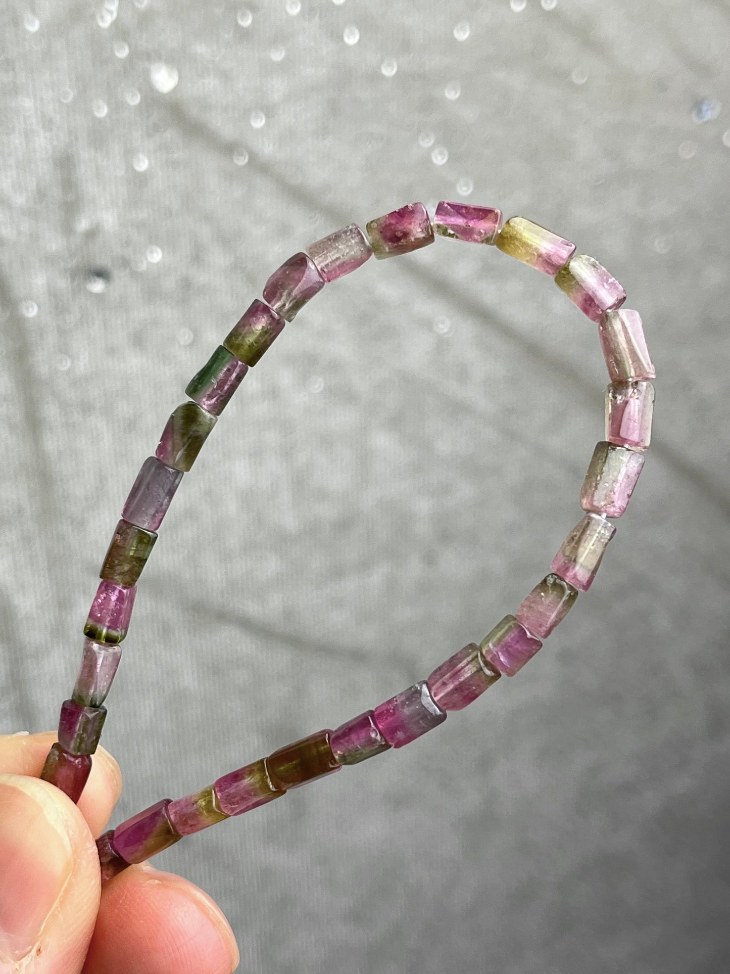 Watermelon Tourmaline bracelet in 925 sterling silver