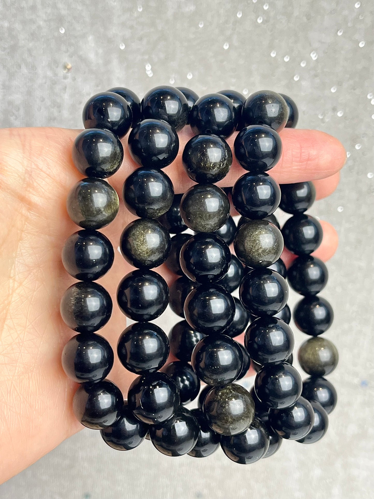 Gull Obsidian armbånd 12mm+