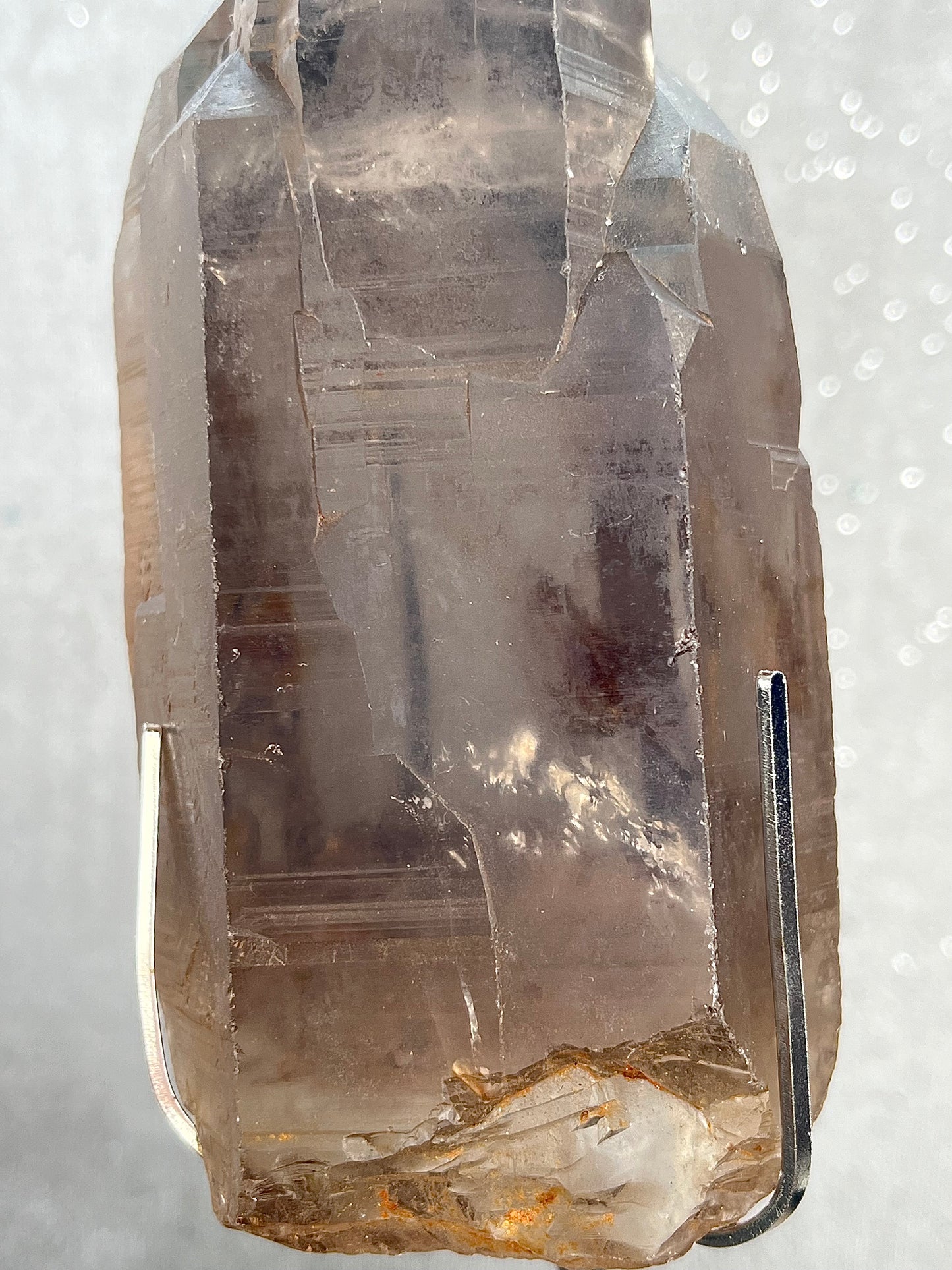 Natural elestial smoky quartz with skeletal structure