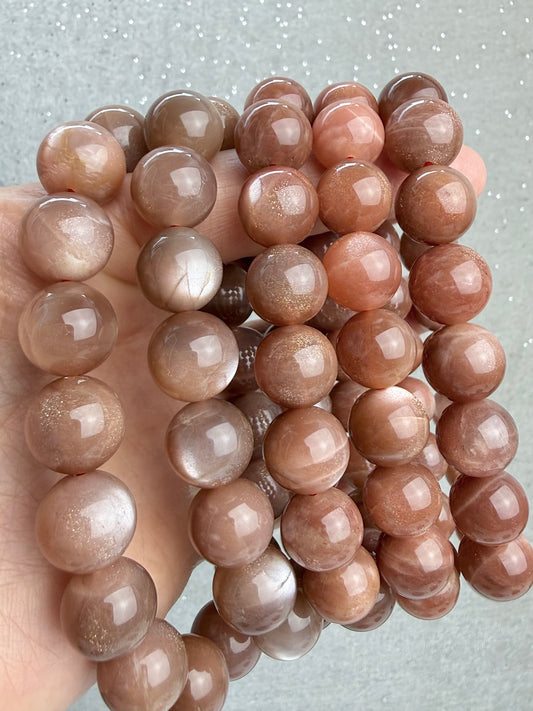 Solstein og månestein armbånd 11-12mm+