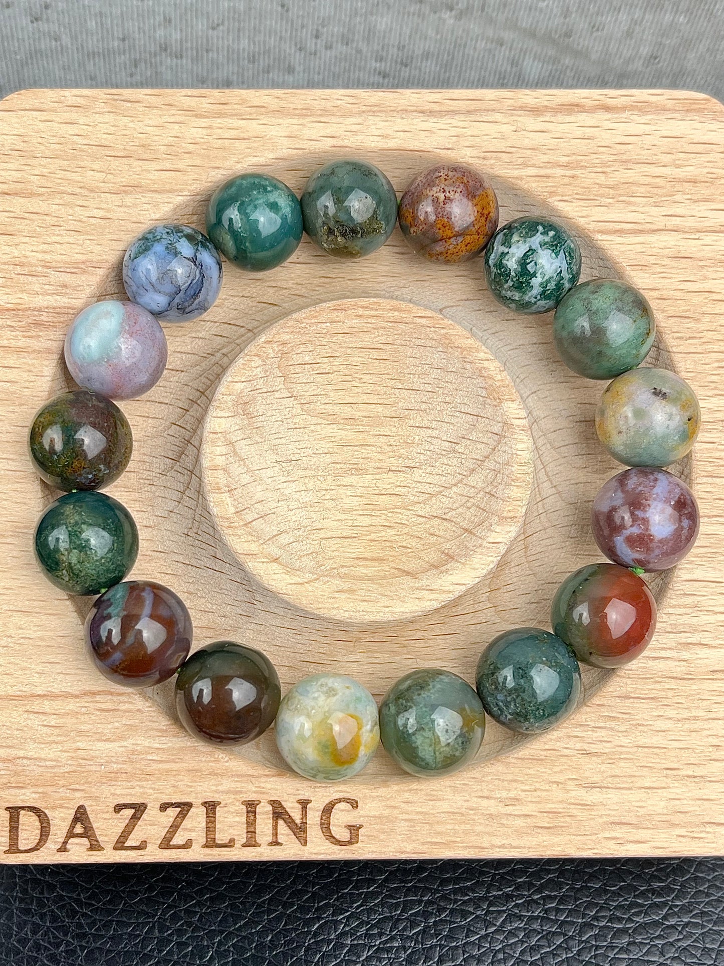 Indisk Agat armbånd 11-12mm+