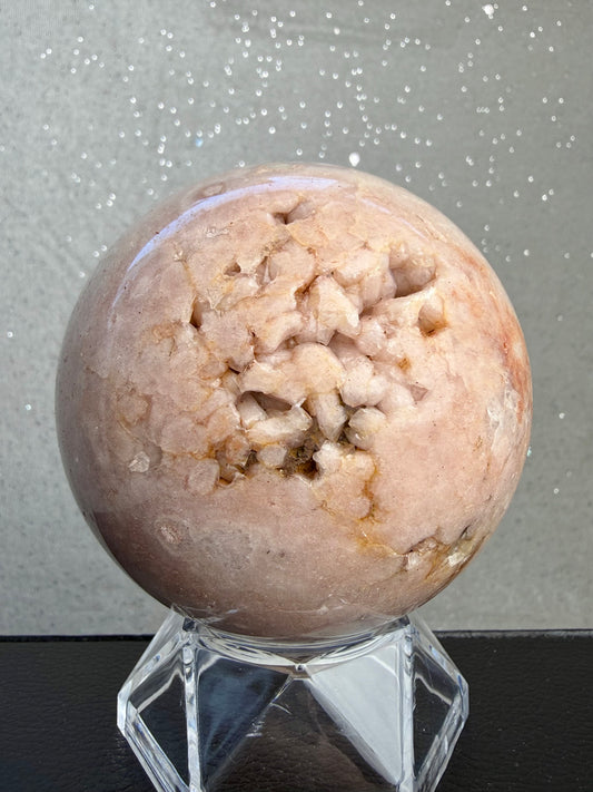 Blomster Agat med druzy kvarts kule