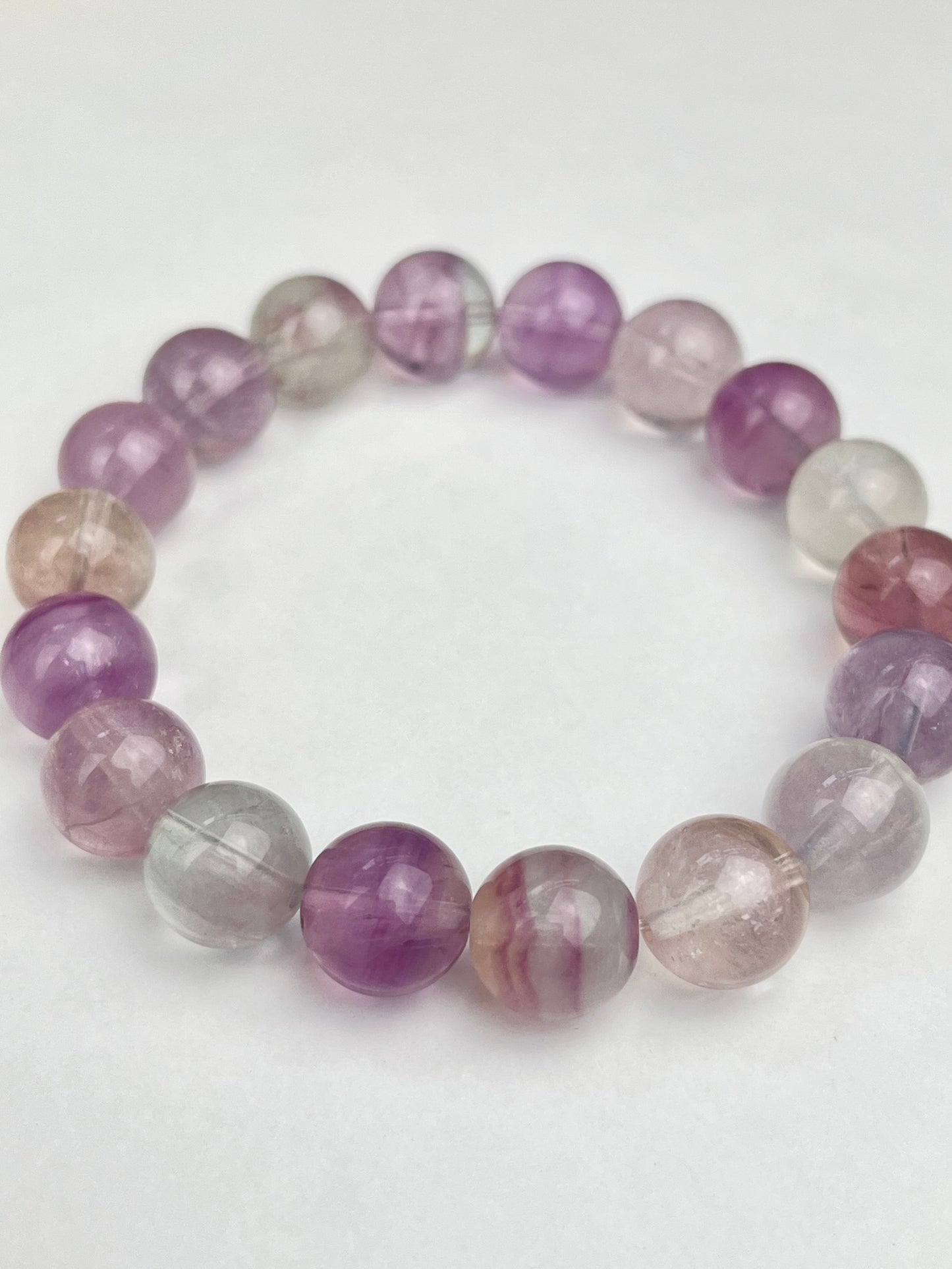 Regnbue Fluoritt armbånd 11mm+