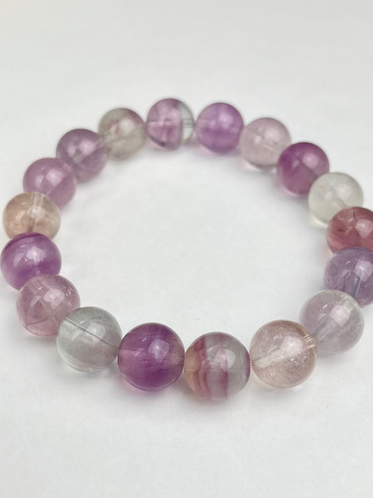 Regnbue Fluoritt armbånd 11mm+