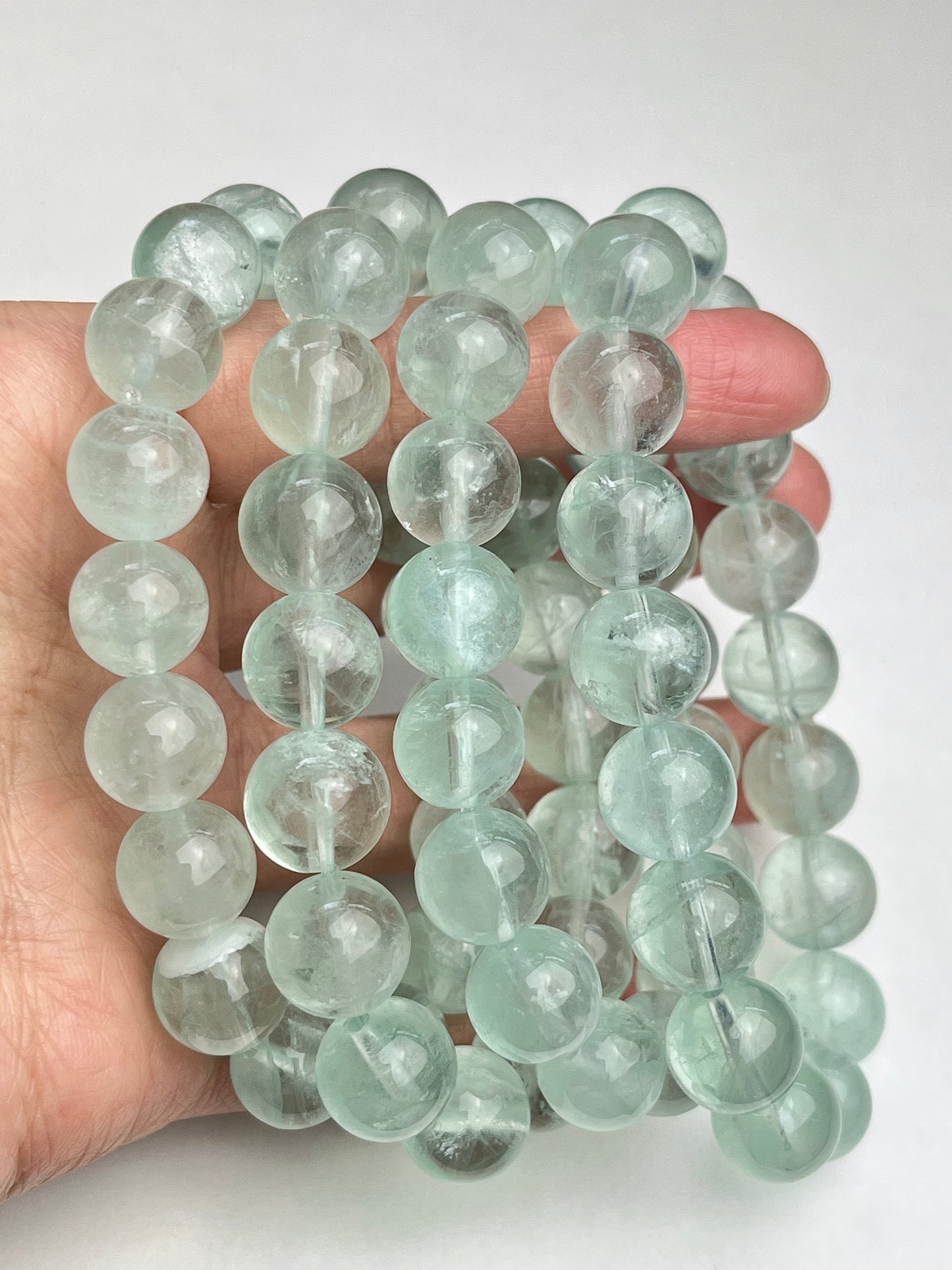 Grønn Fluoritt armbånd 11-12mm+