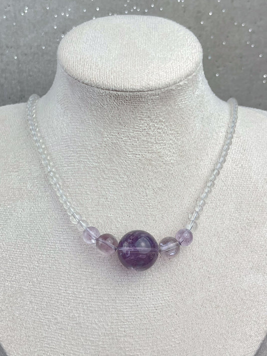 Ametyst og klar kvarts Halskjede
