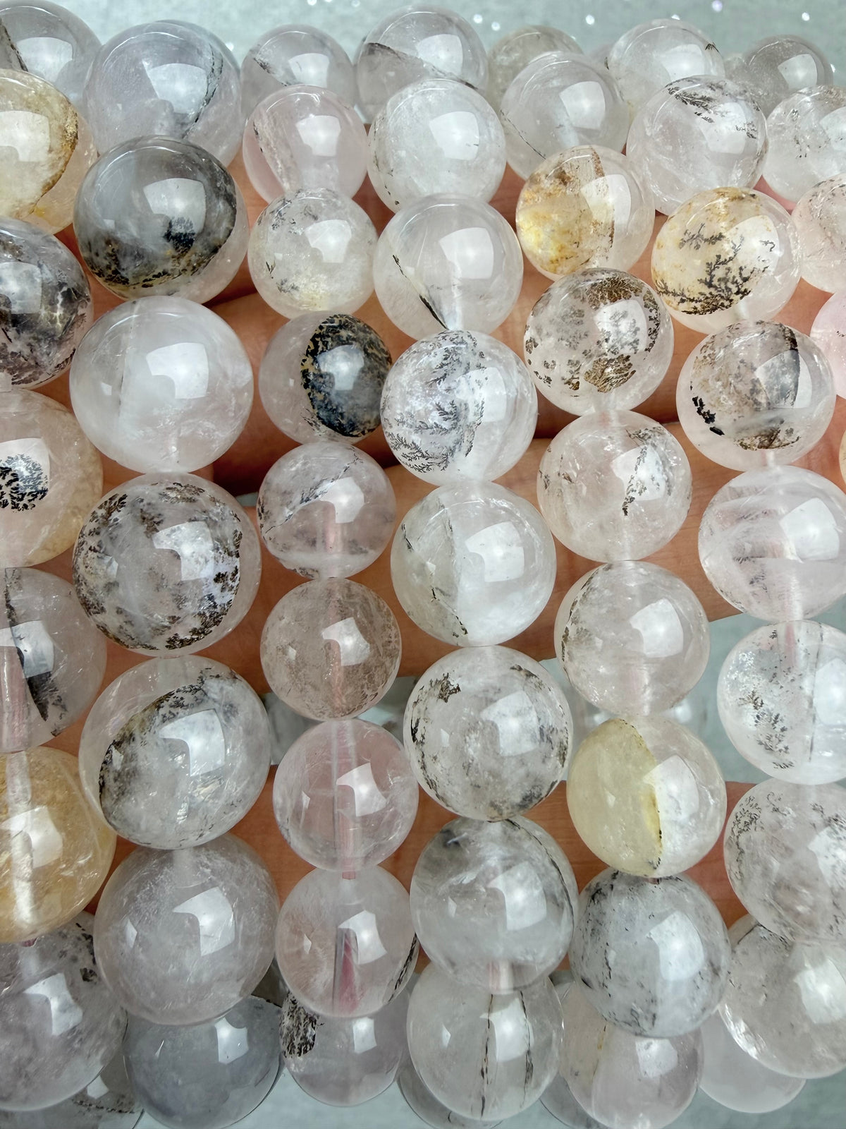 Dendritic quartz bracelet 8-12mm+