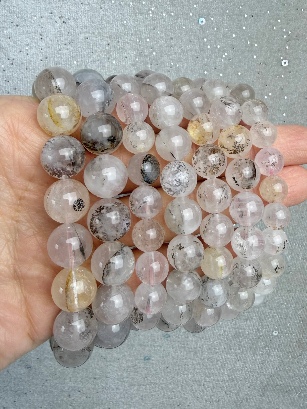 Dendritic quartz bracelet 8-12mm+