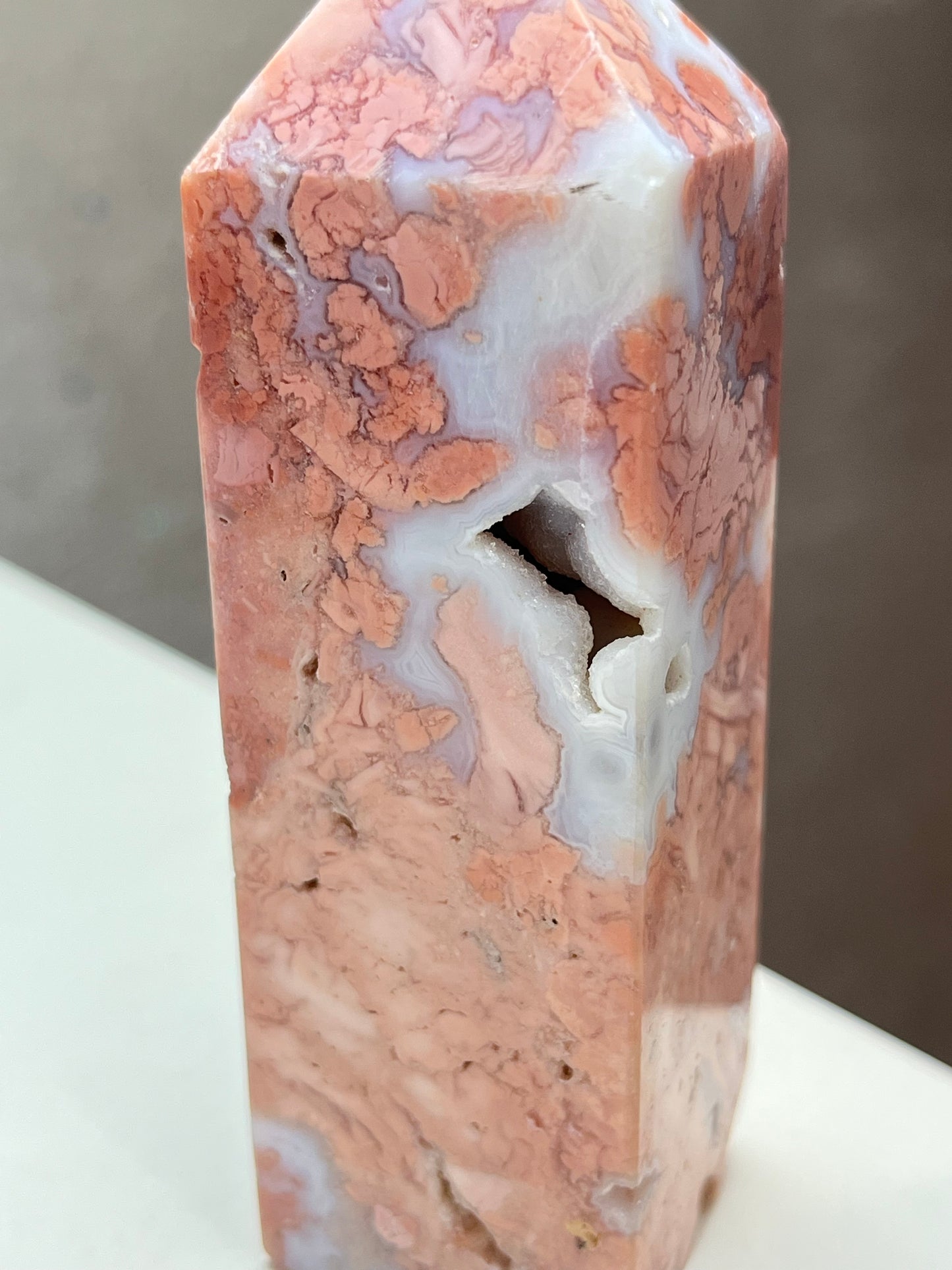 Rosa Agat tårn (Cotton Candy Agate)