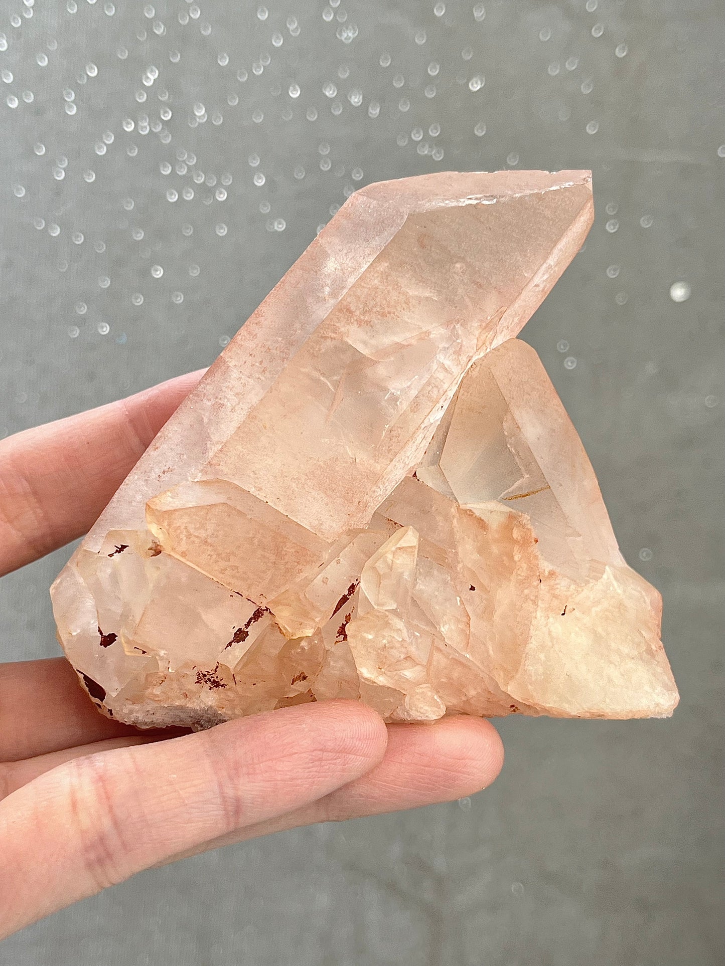 Quartz cluster with hematite