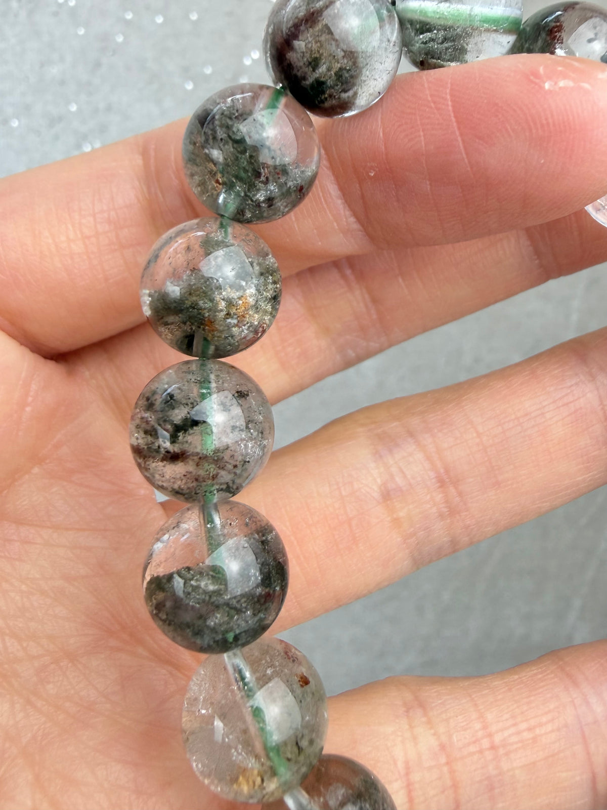 Hagekvarts/Lodolitt armbånd 11mm+