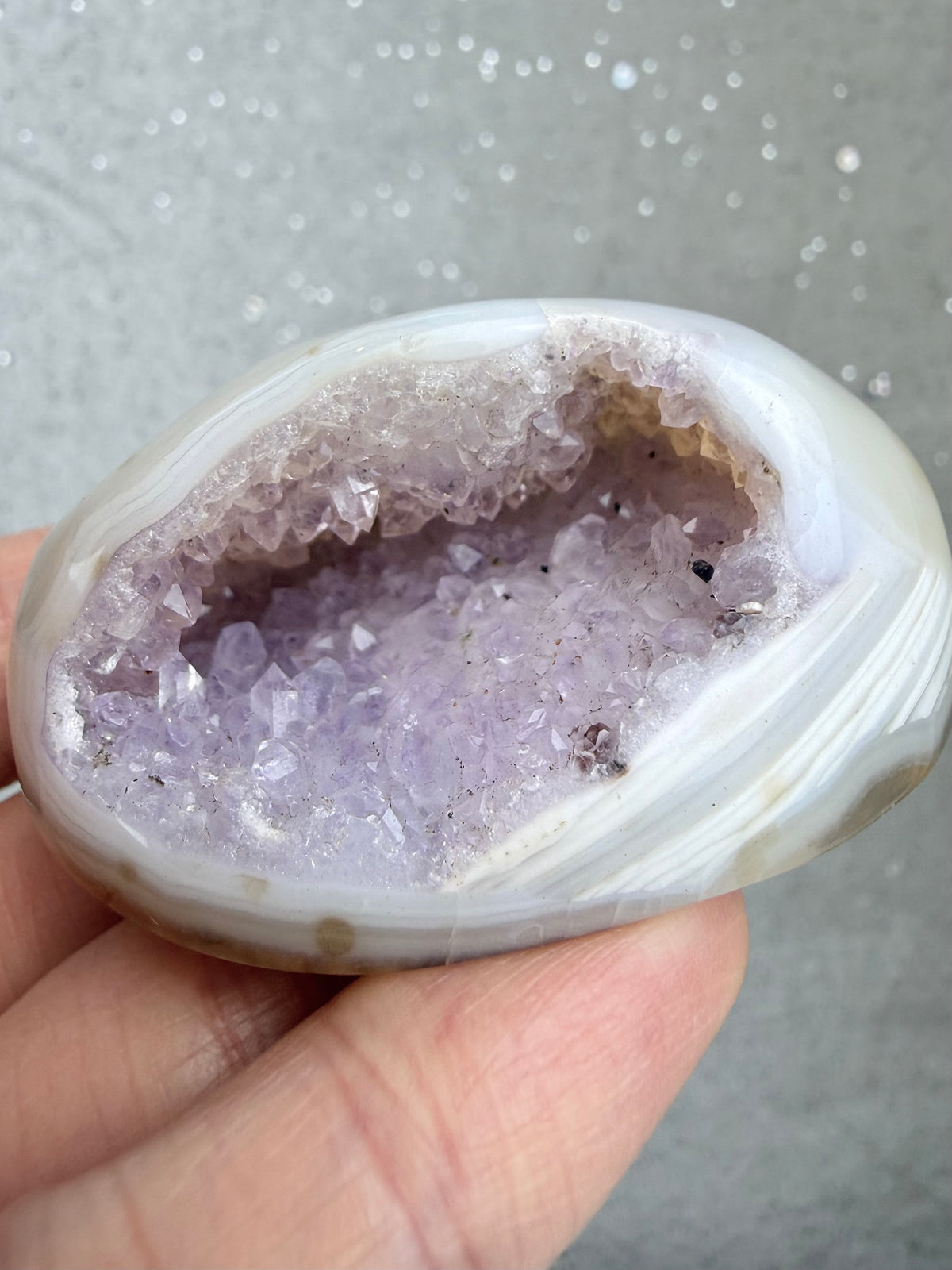 Druzy agat geode, Lilla