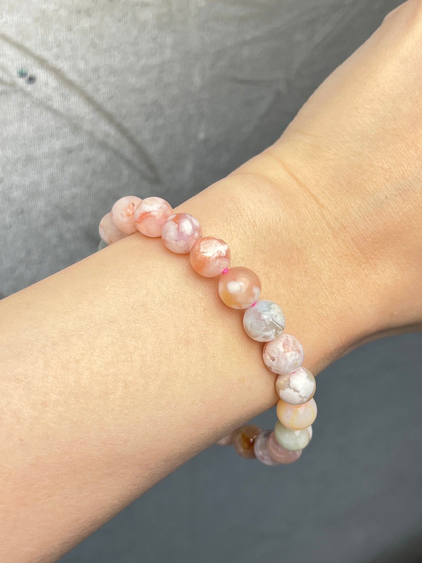 Blomster Agat armbånd 8mm+