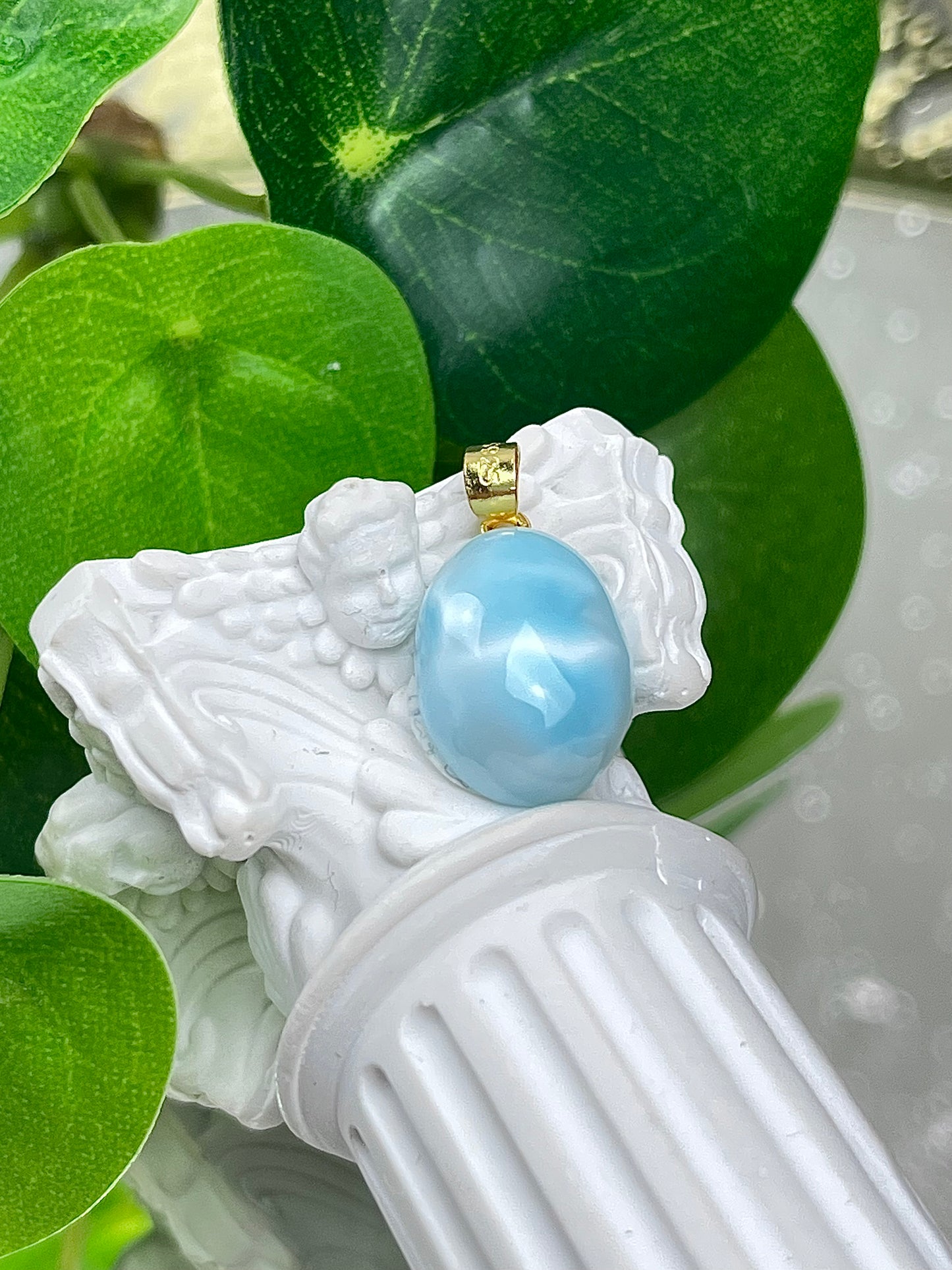 Larimar anheng i 925 sterling sølv