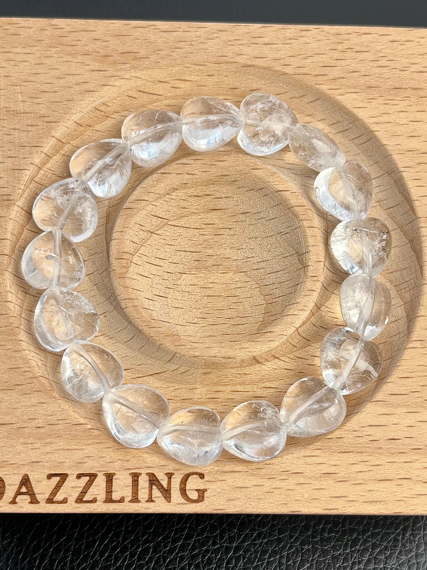 Rock Crystal Clear Quartz Heart Bracelet 12mm+
