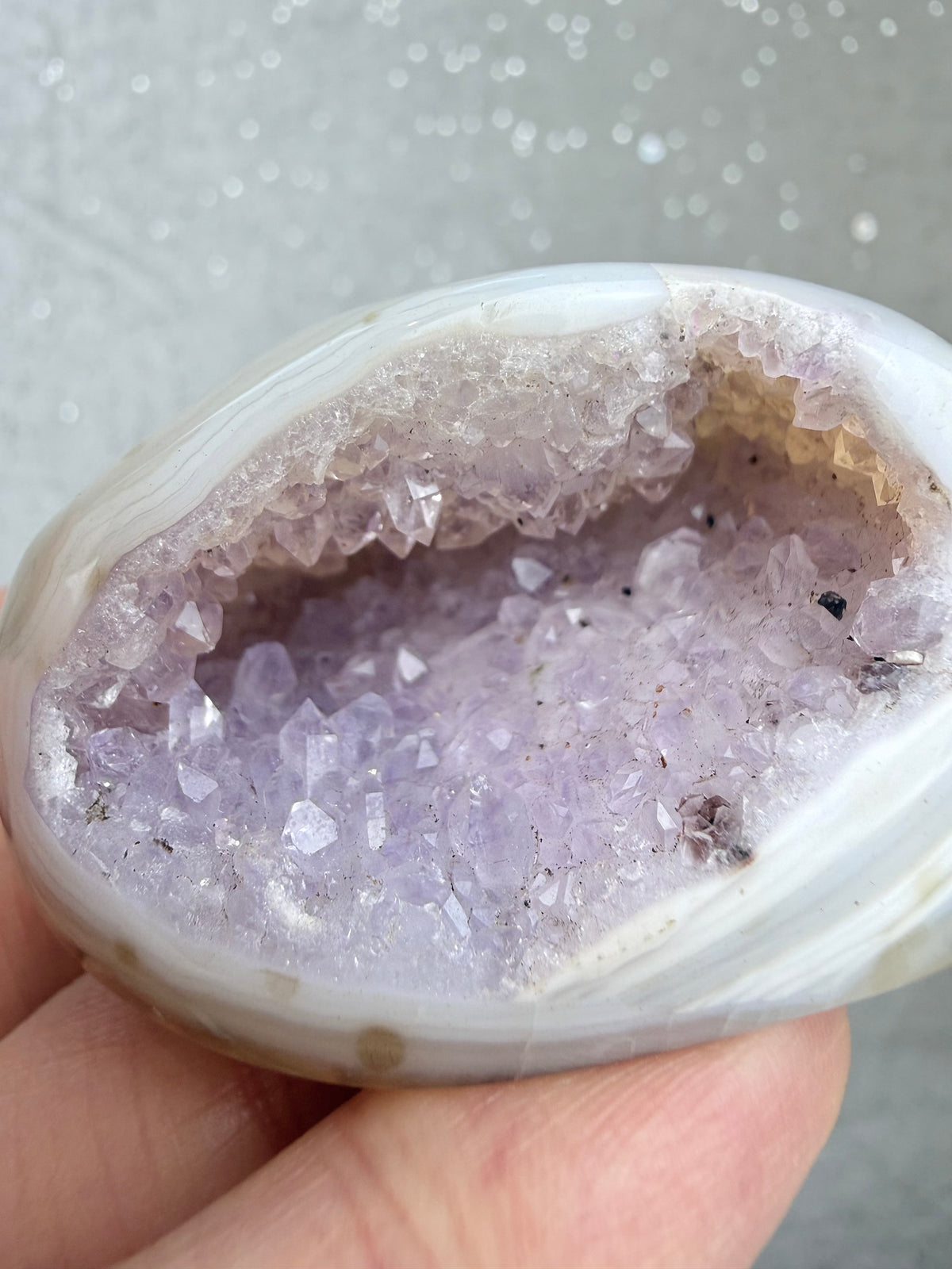 Druzy agat geode, Lilla