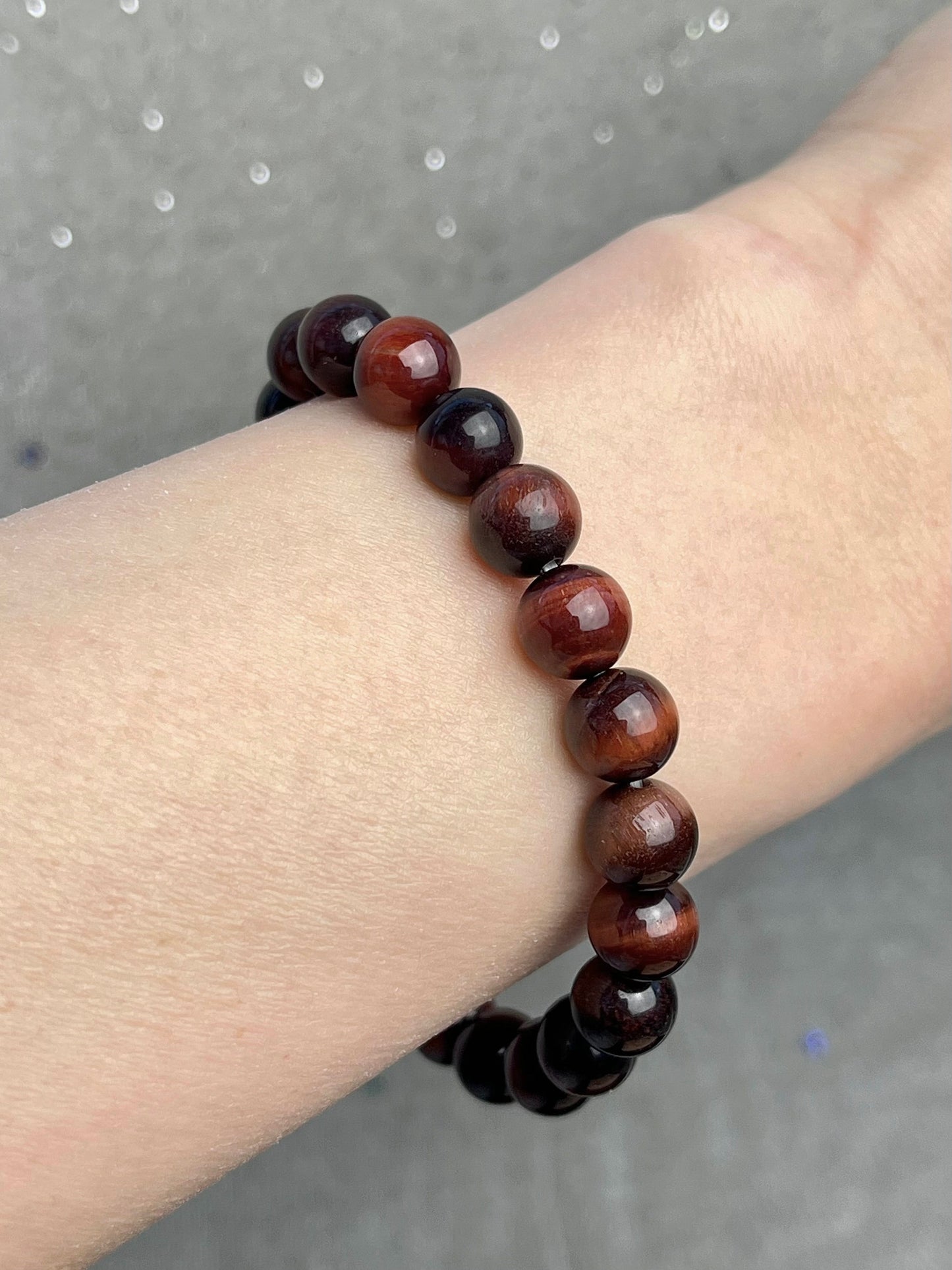 Rød Tigerøye (Okseøye) armbånd 8mm+