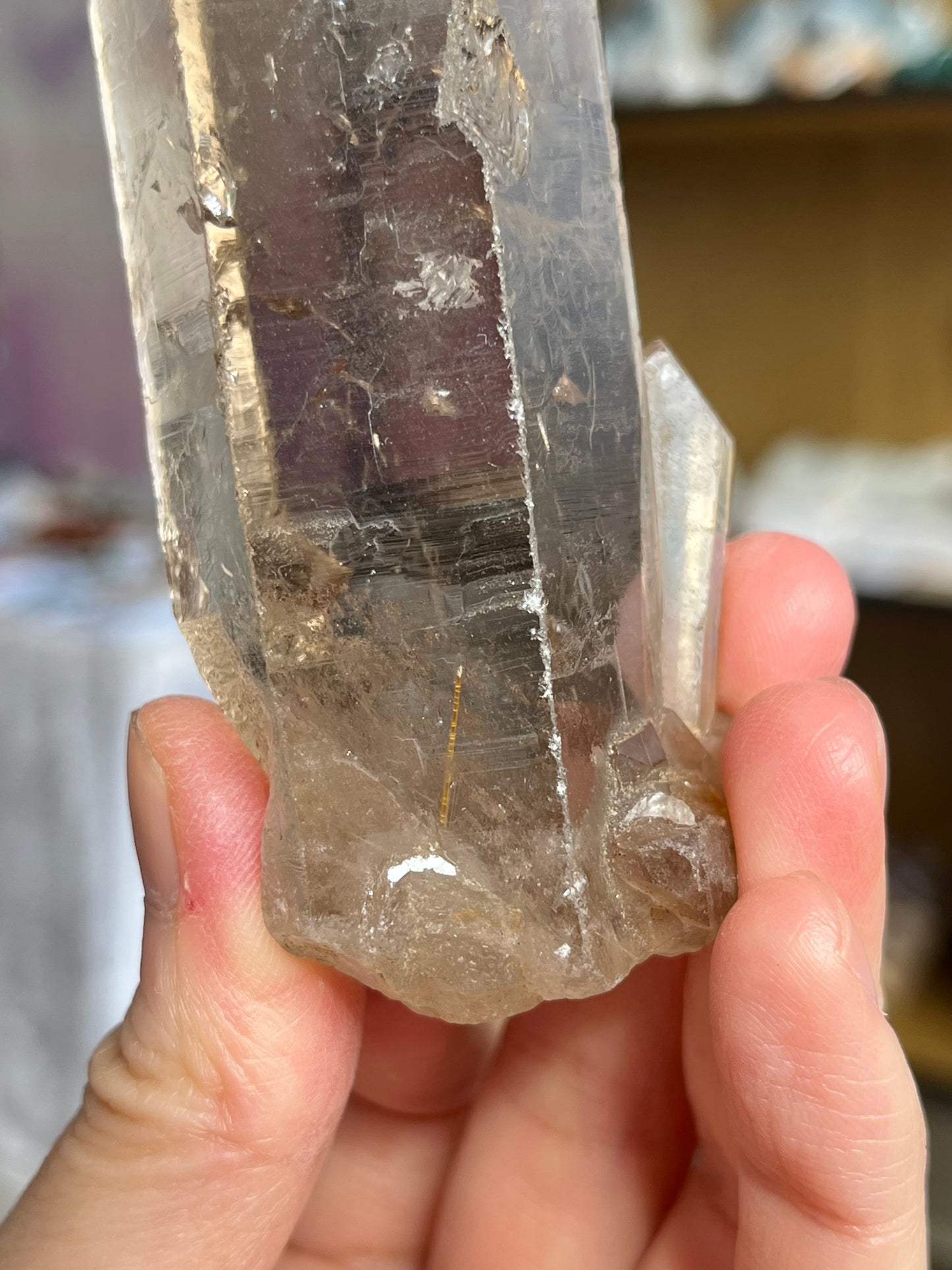 Natural Smoky Quartz Point with Rutile from Brazil