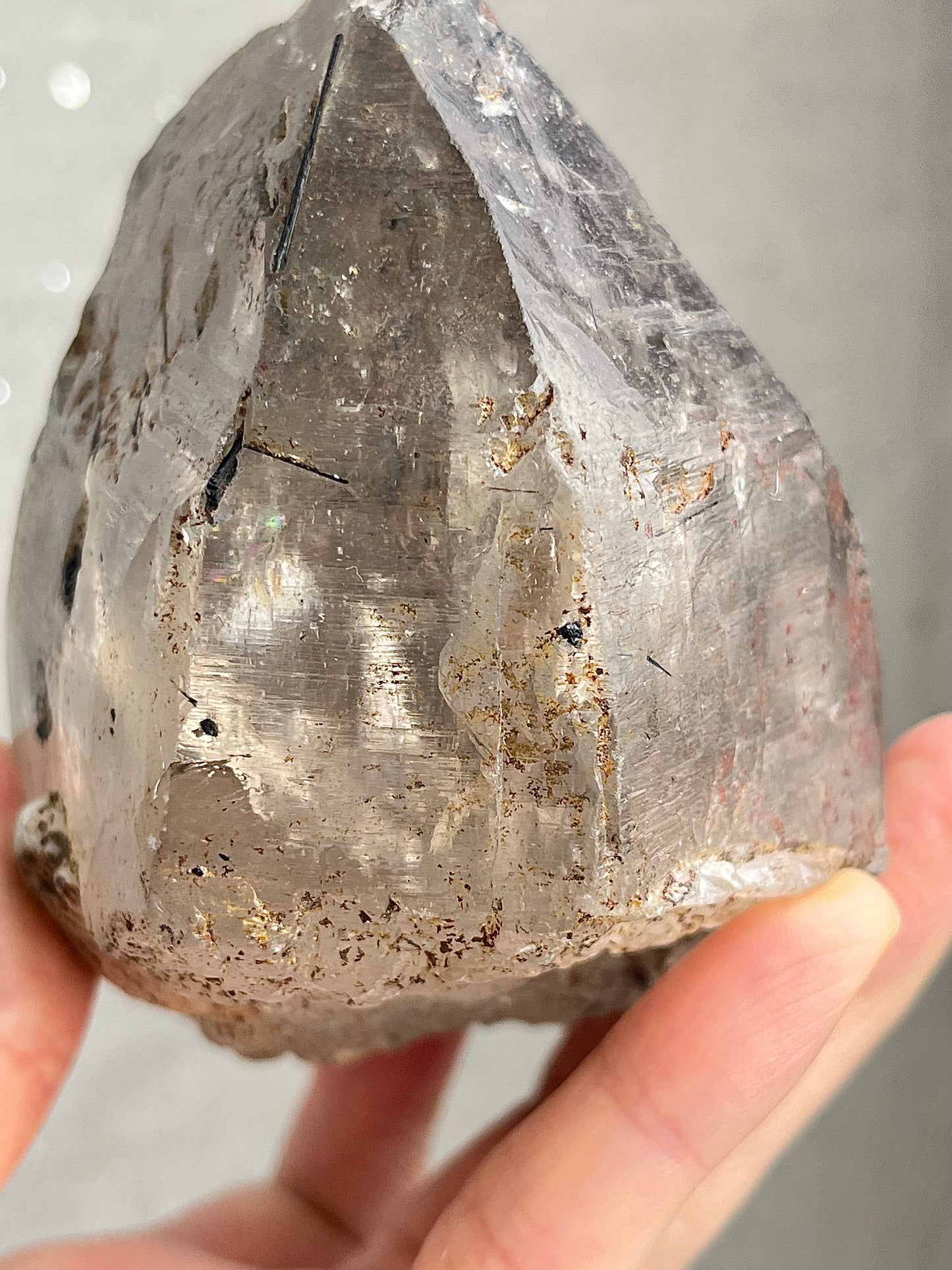 Røykkvarts (skeletal/elestial) med svart turmalin