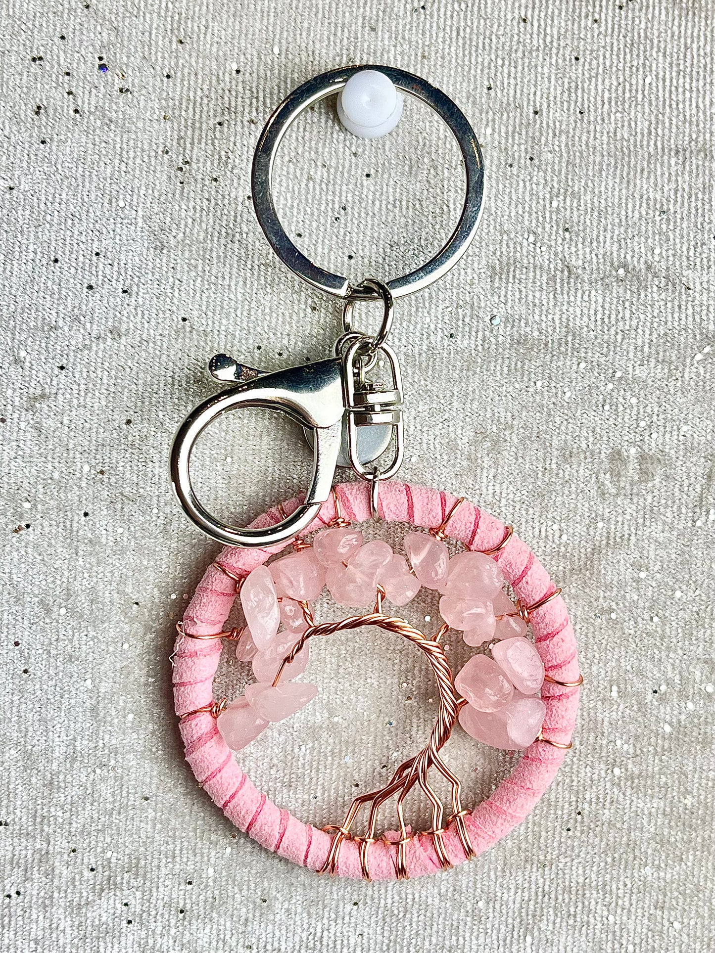 Rosenkvarts Nøkkelring