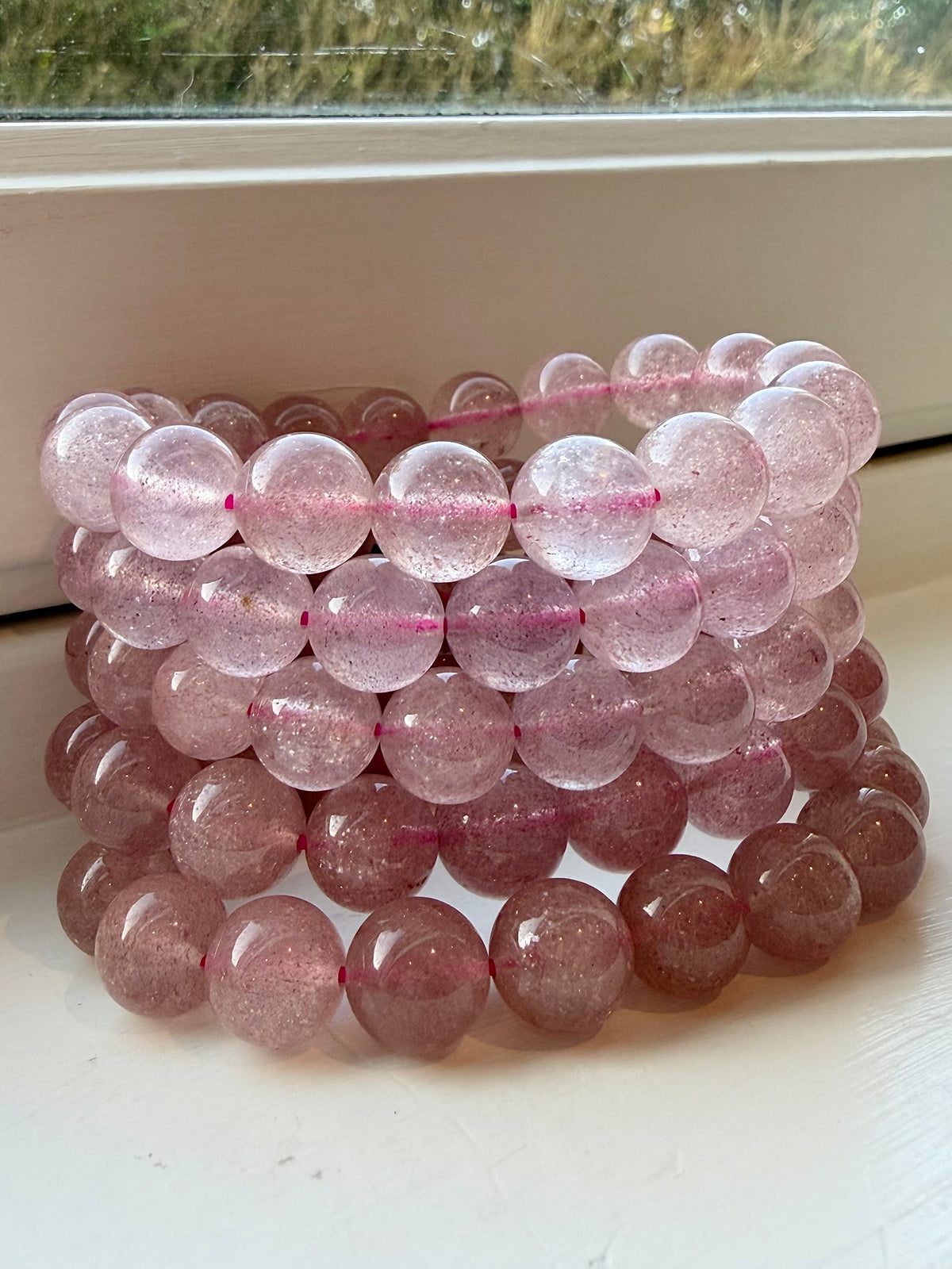 Jordbærkvarts armbånd 11mm+