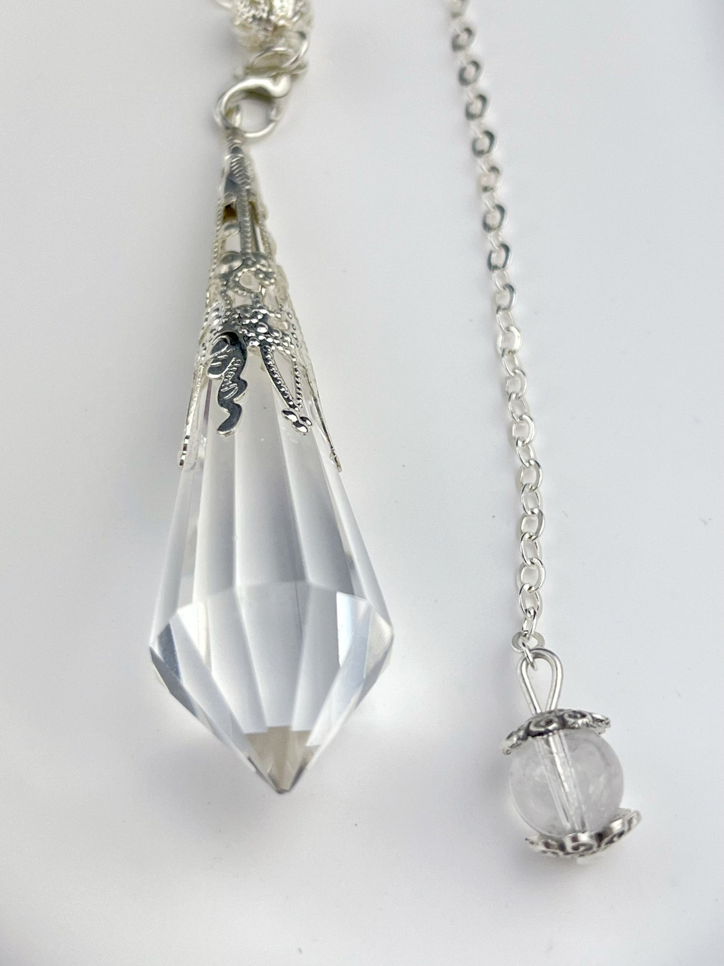 Bergkrystall klar kvarts Anheng/Pendel med kjede, God kvalitet