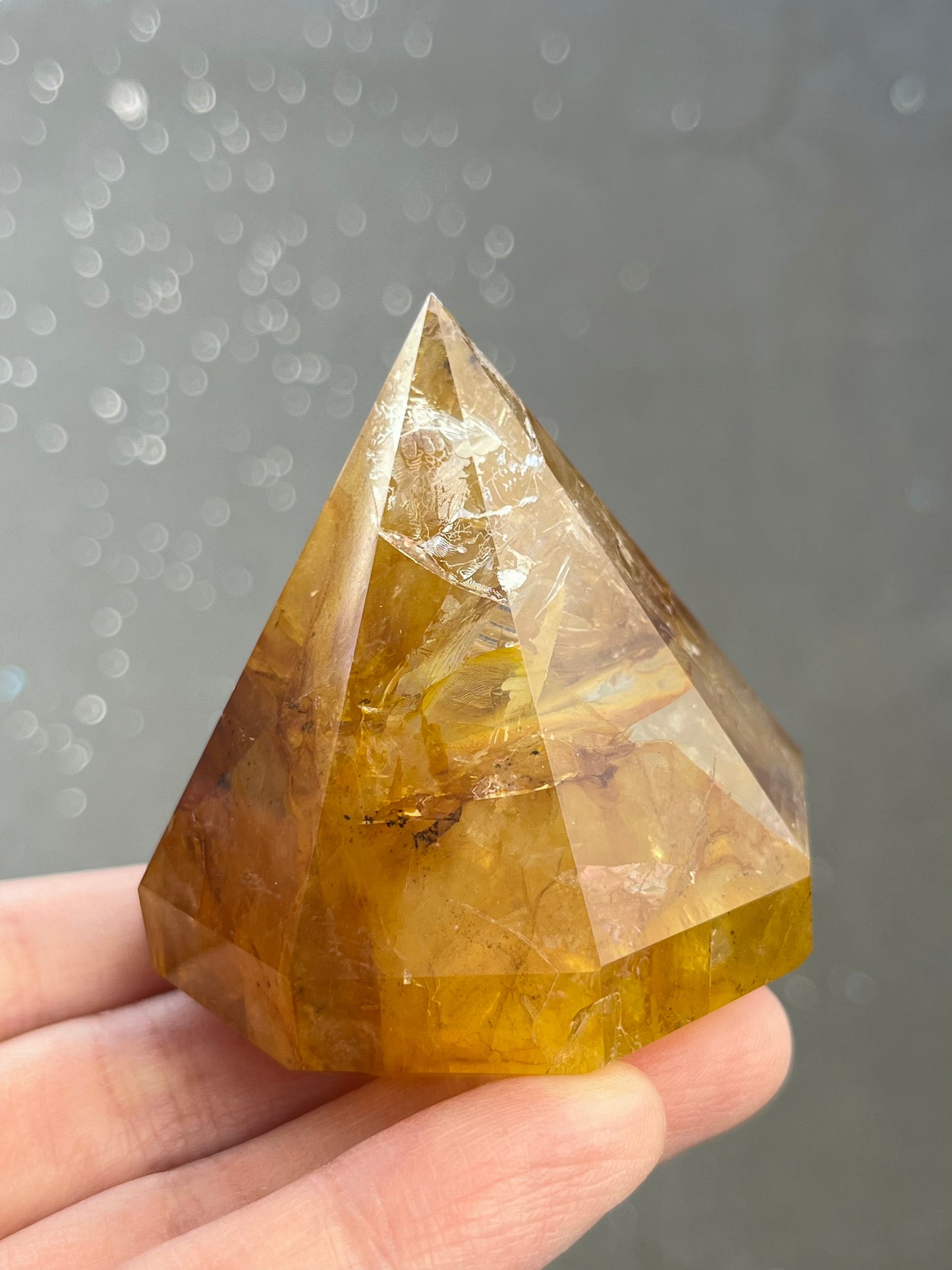 Golden healer quartz diamond shape