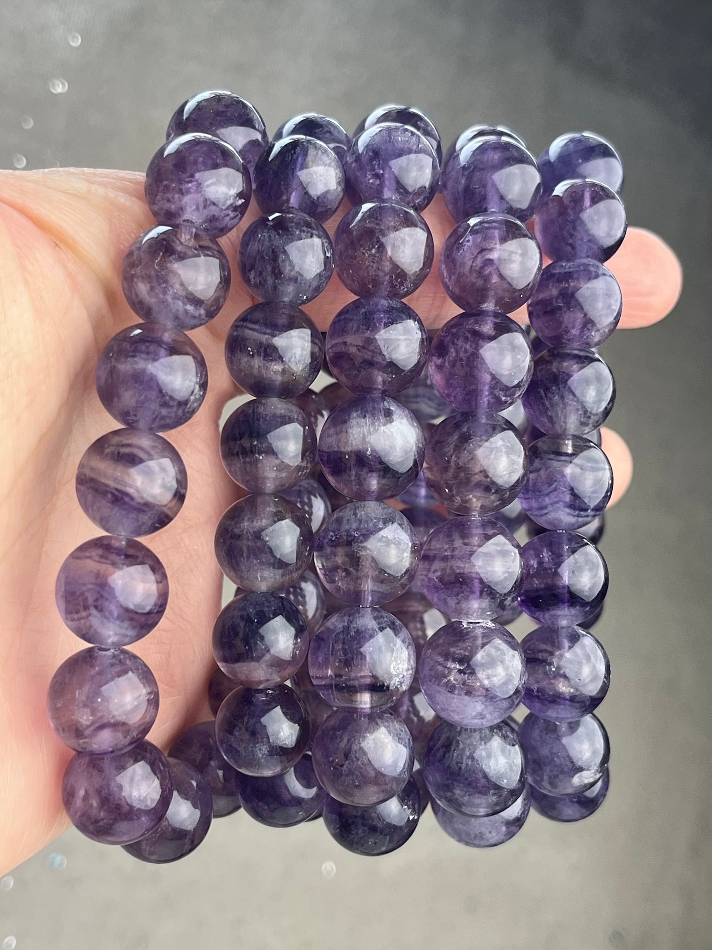 Lilla Fluoritt armbånd 11-12mm+