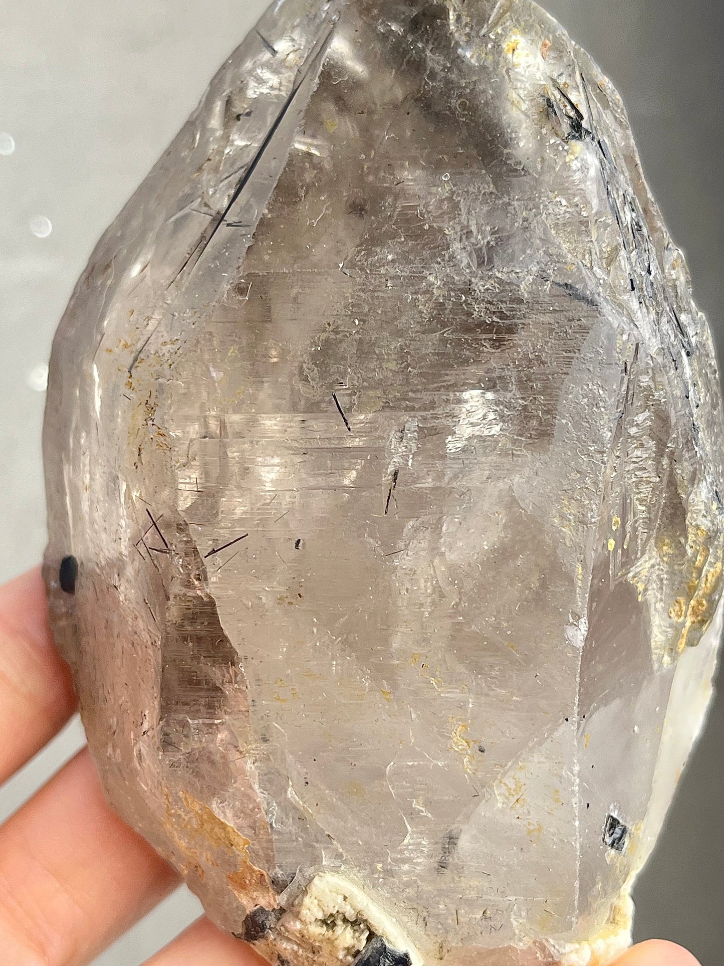 Røykkvarts (skeletal/elestial) med svart turmalin