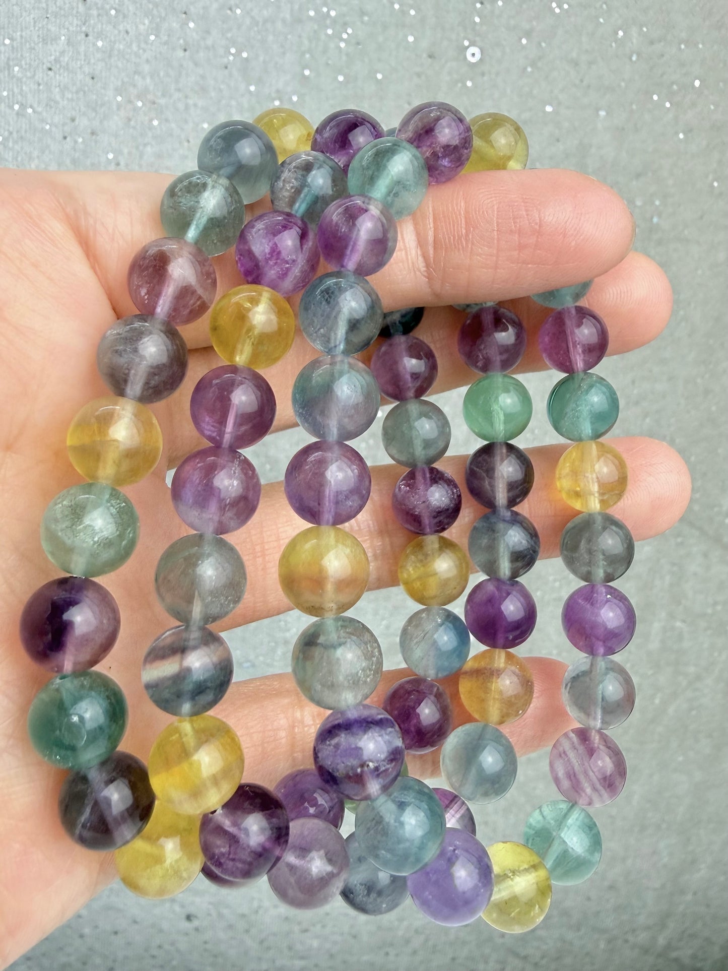 Regnbue Fluoritt armbånd 8mm+