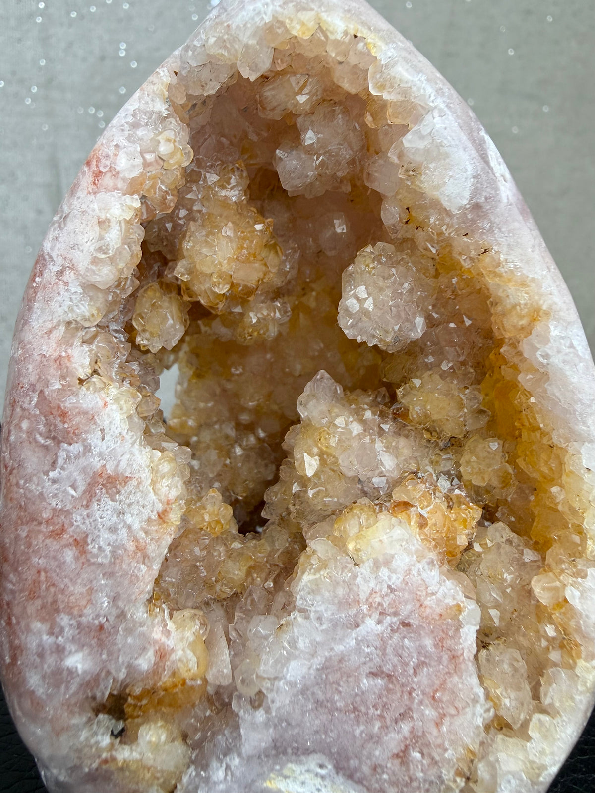 Blomster Agat med druzy kvarts flamme