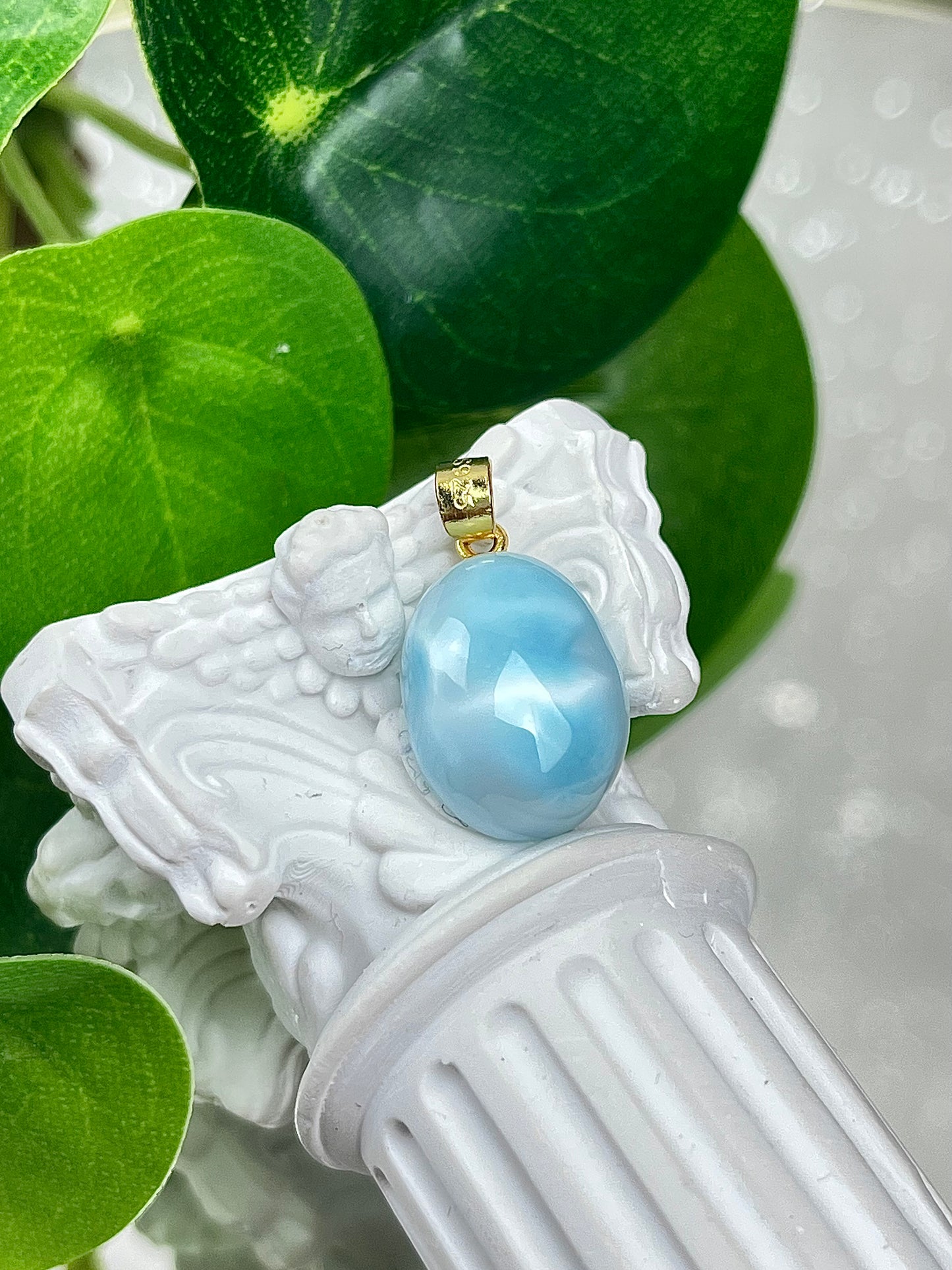 Larimar anheng i 925 sterling sølv