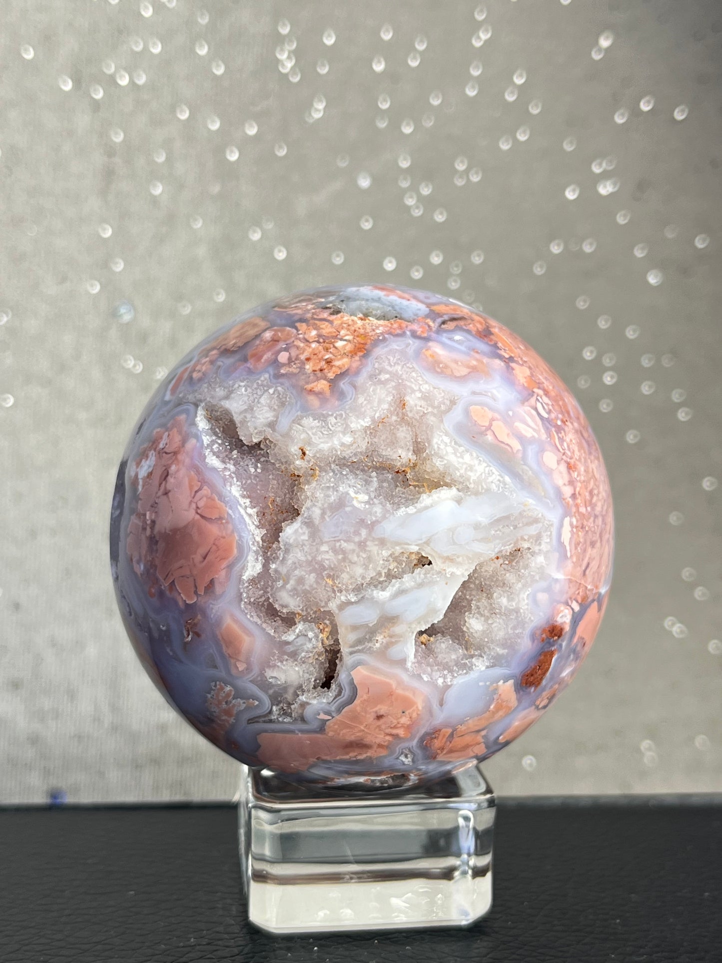 Druzy Rosa Agat kule (Cotton Candy Agate)