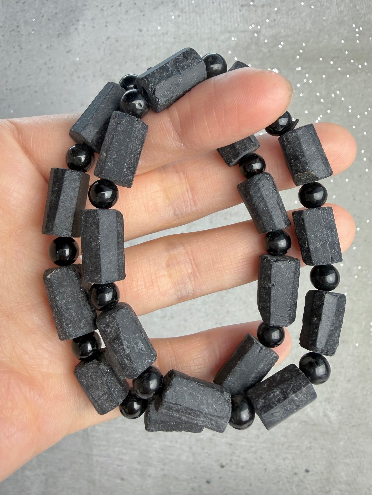 Svart turmalin armbånd 8mm+