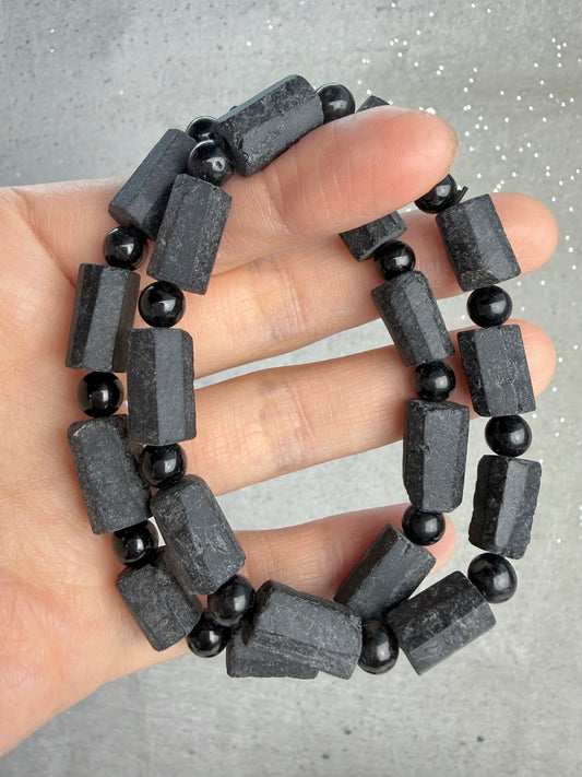 Svart turmalin armbånd 8mm+