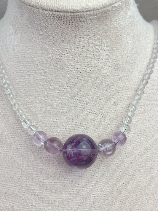 Ametyst og klar kvarts Halskjede