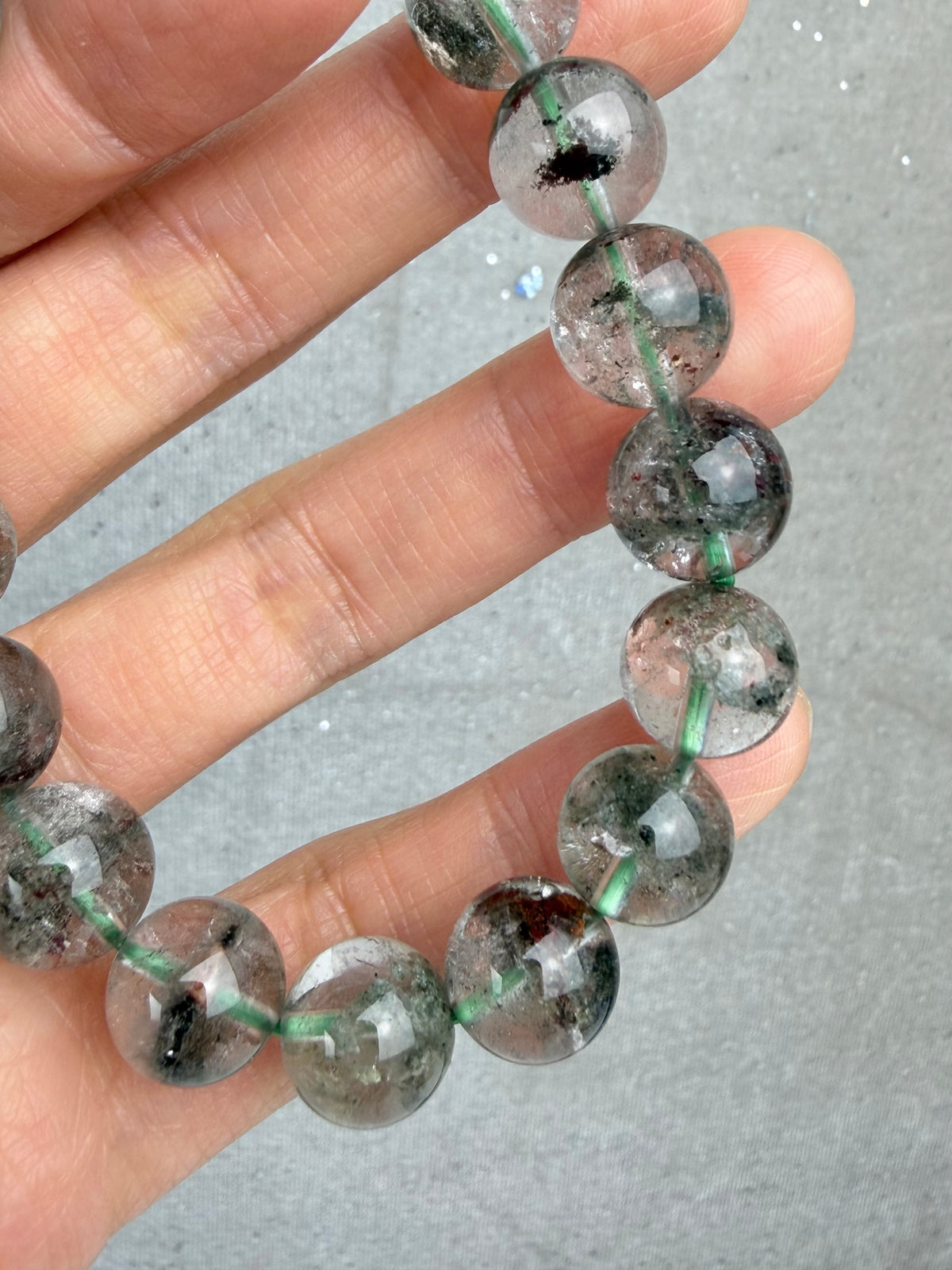 Hagekvarts/Lodolitt armbånd 11mm+