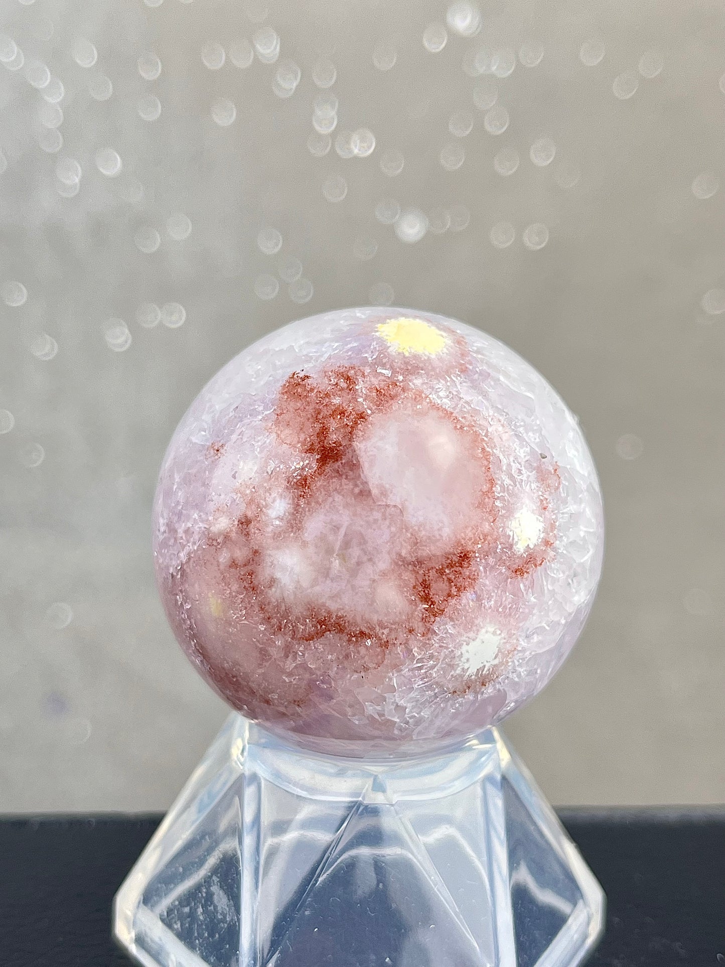 Blomster Agat med kvarts/ametyst Kule