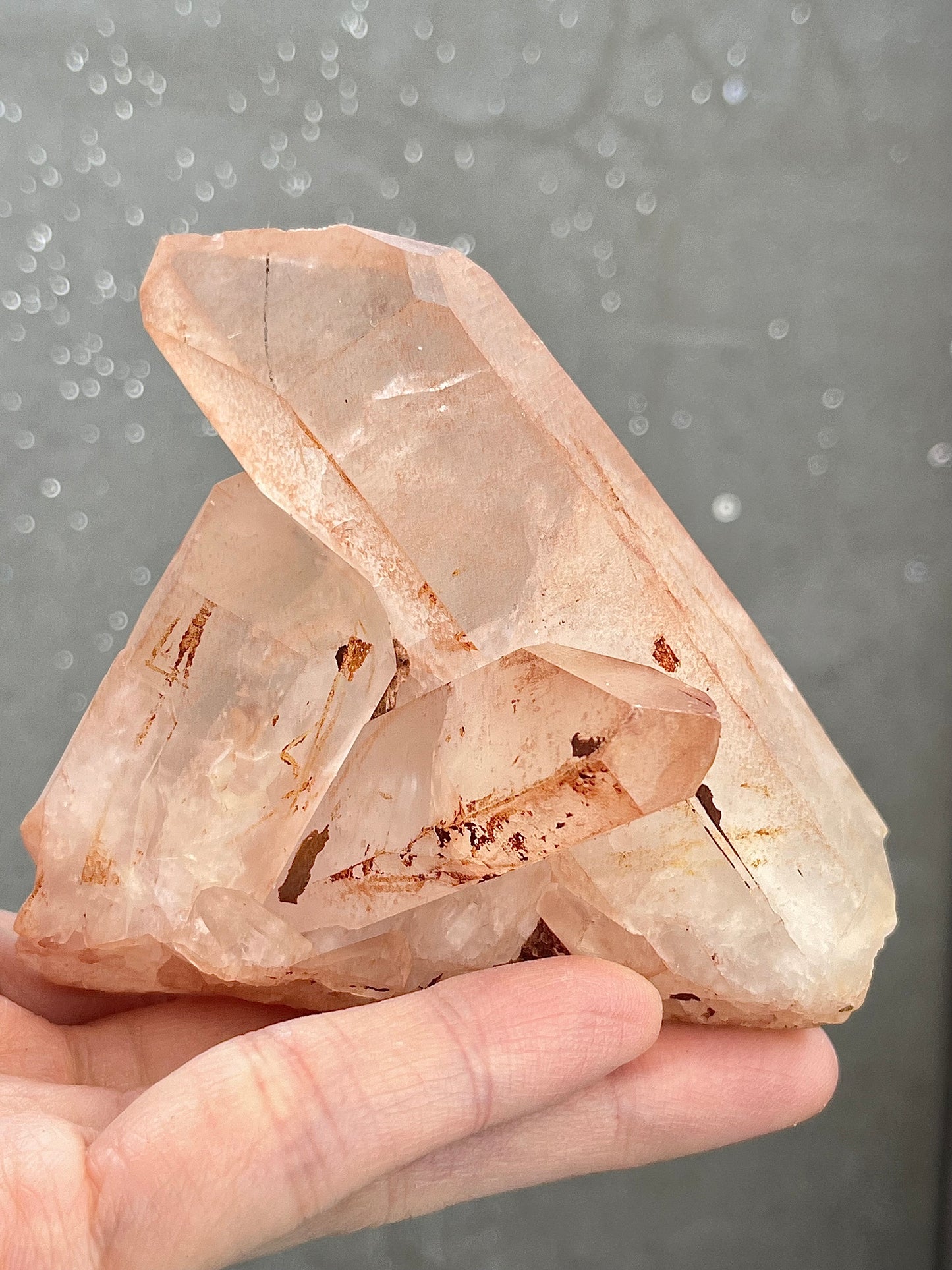 Quartz cluster with hematite