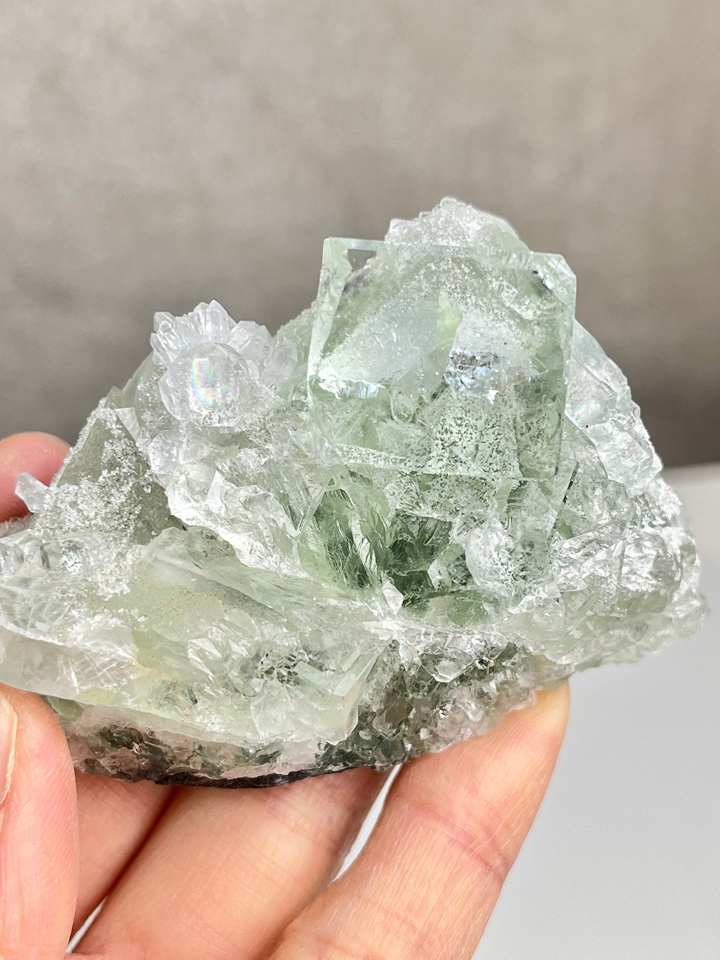 Grønn Fluorit med kvarts