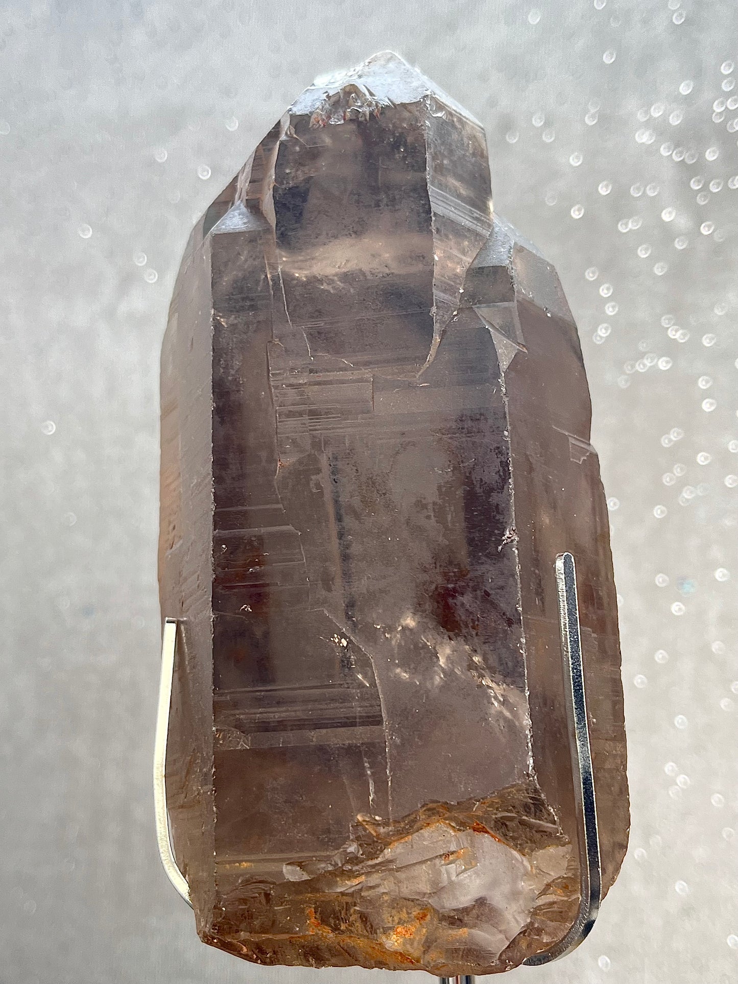 Natural elestial smoky quartz with skeletal structure