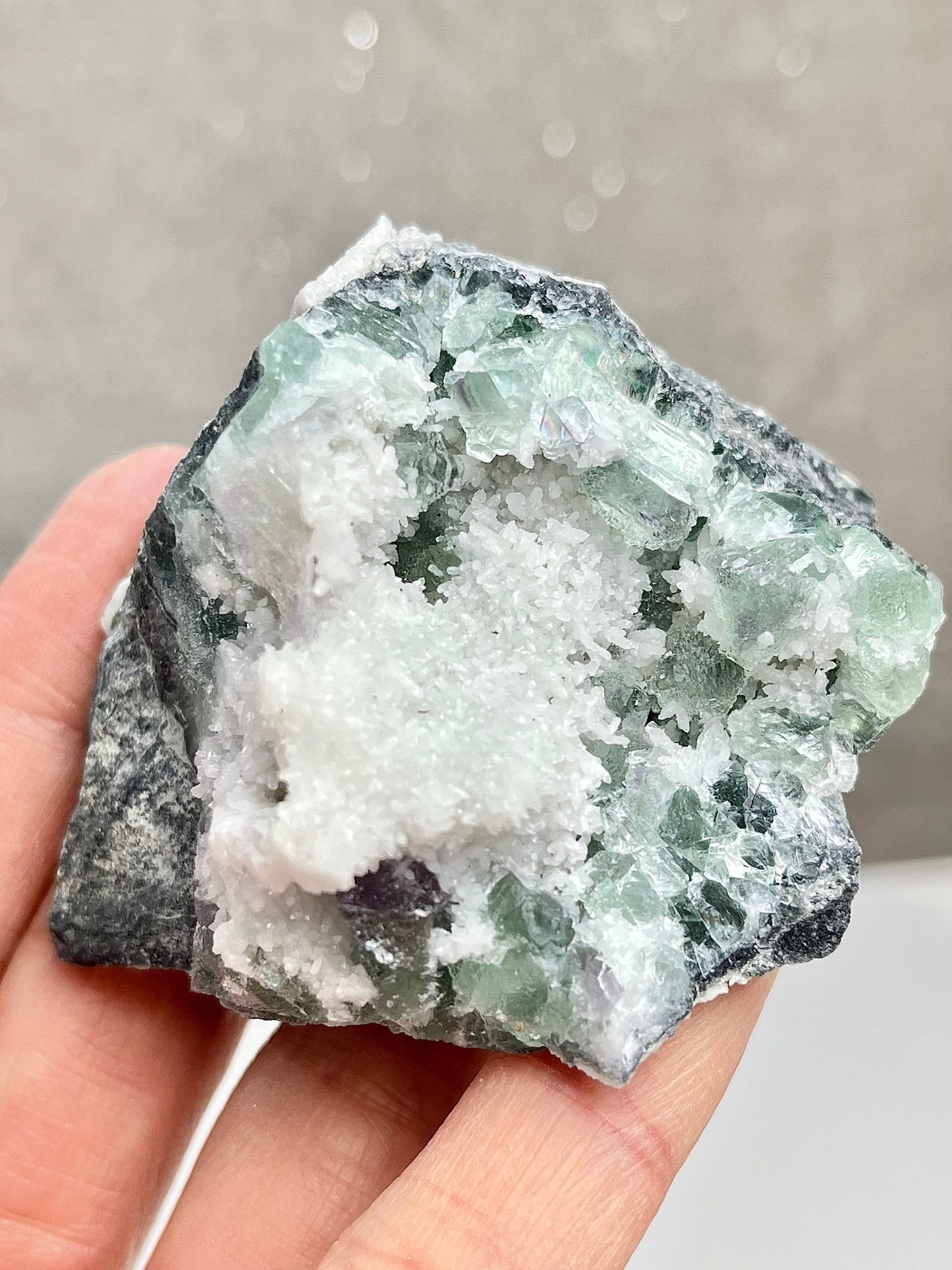 Grønn Fluorit med kvarts