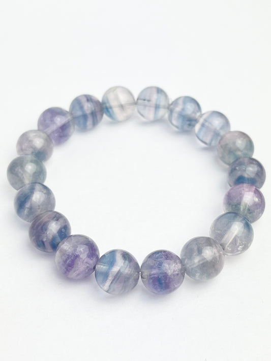 Regnbue Fluoritt armbånd 11mm+