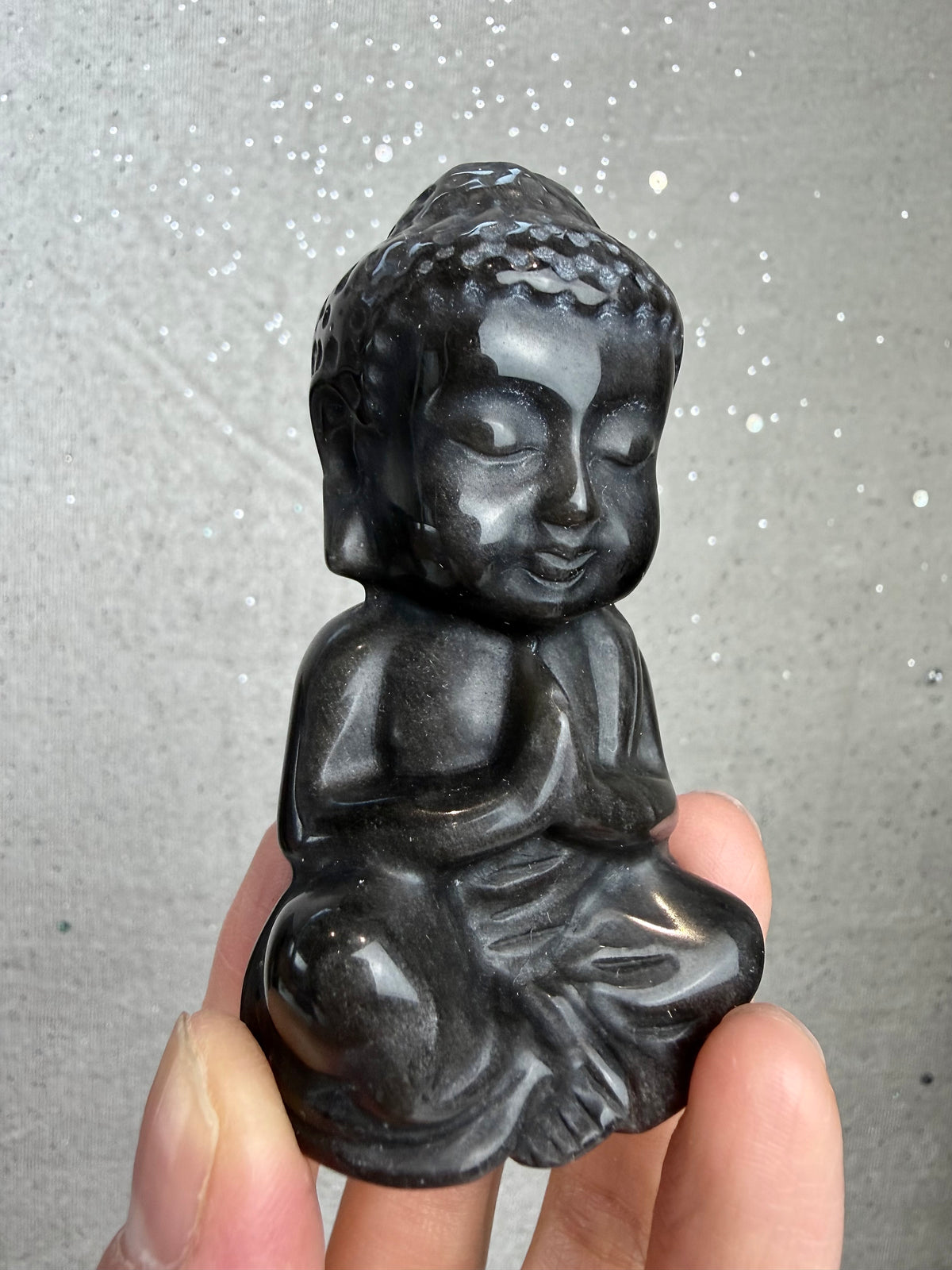 Sølv Obsidian Buddha