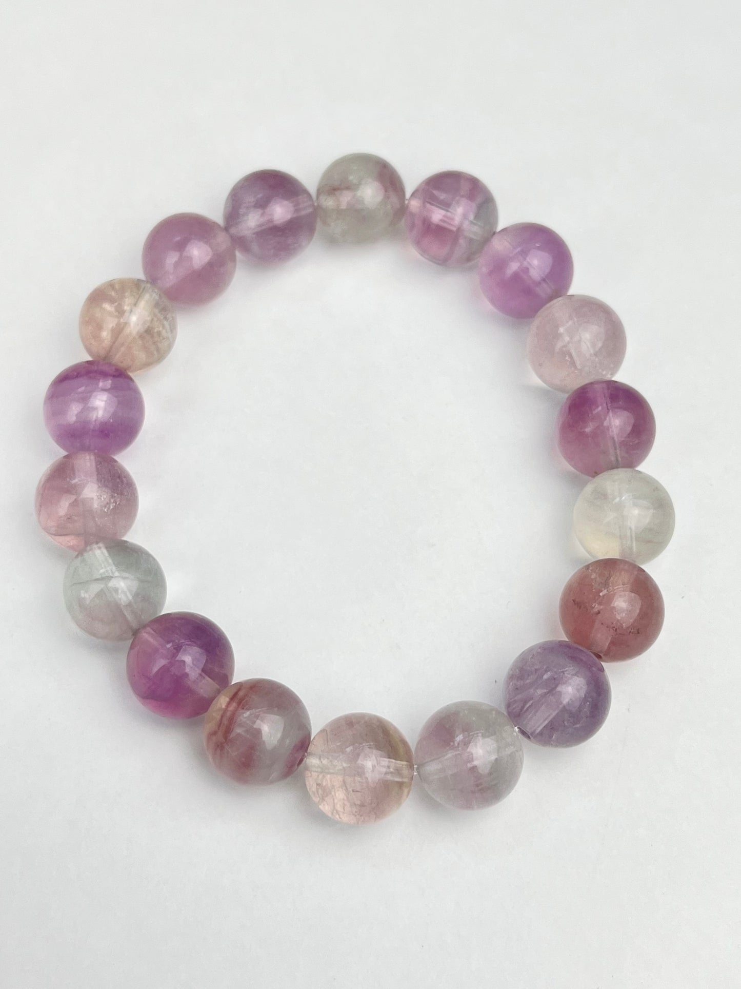 Regnbue Fluoritt armbånd 11mm+