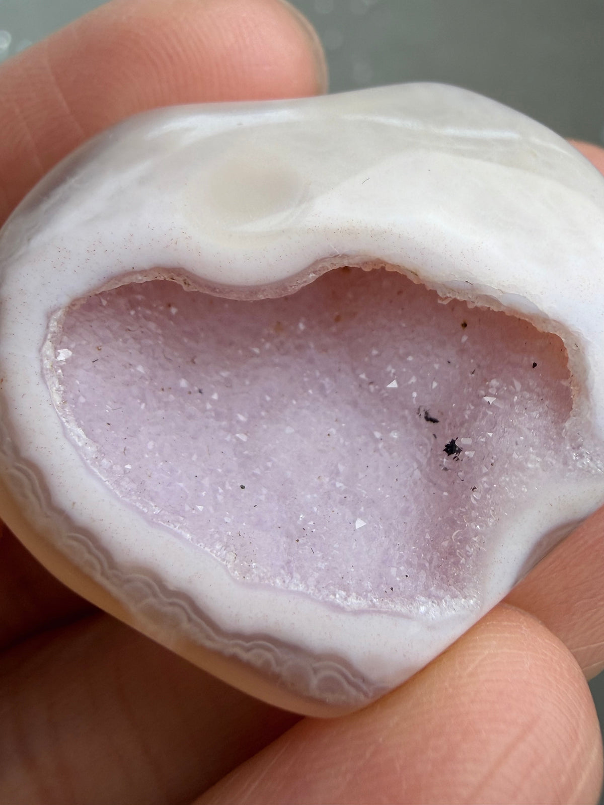 Druzy Agat Hjerte, Rosa/Lilla