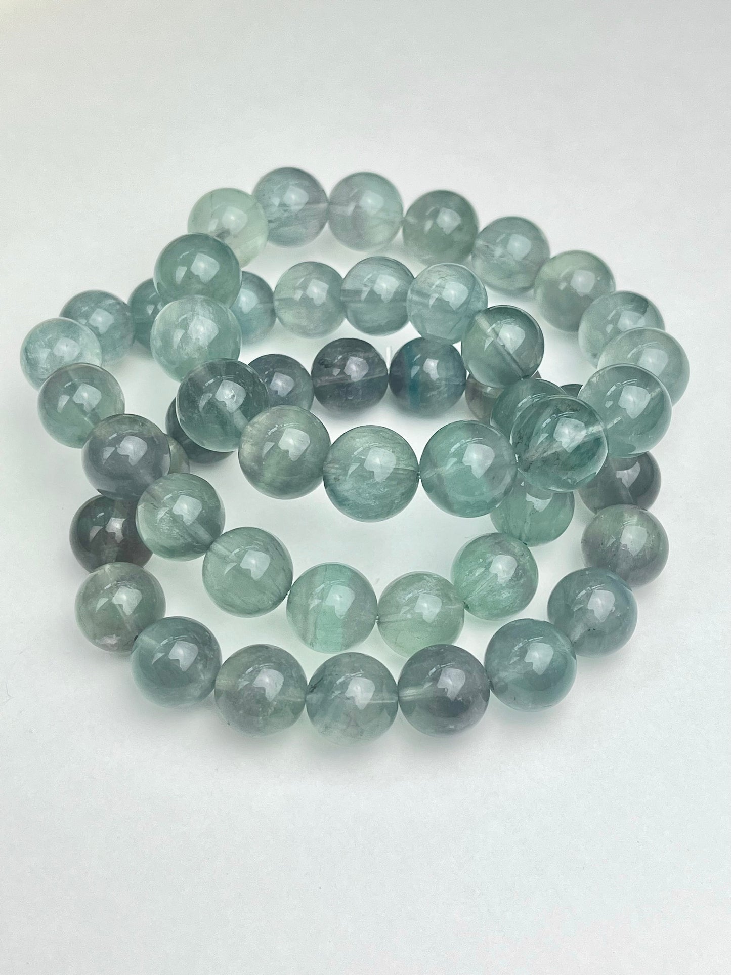 Blågrønn Fluoritt armbånd 11-13mm+