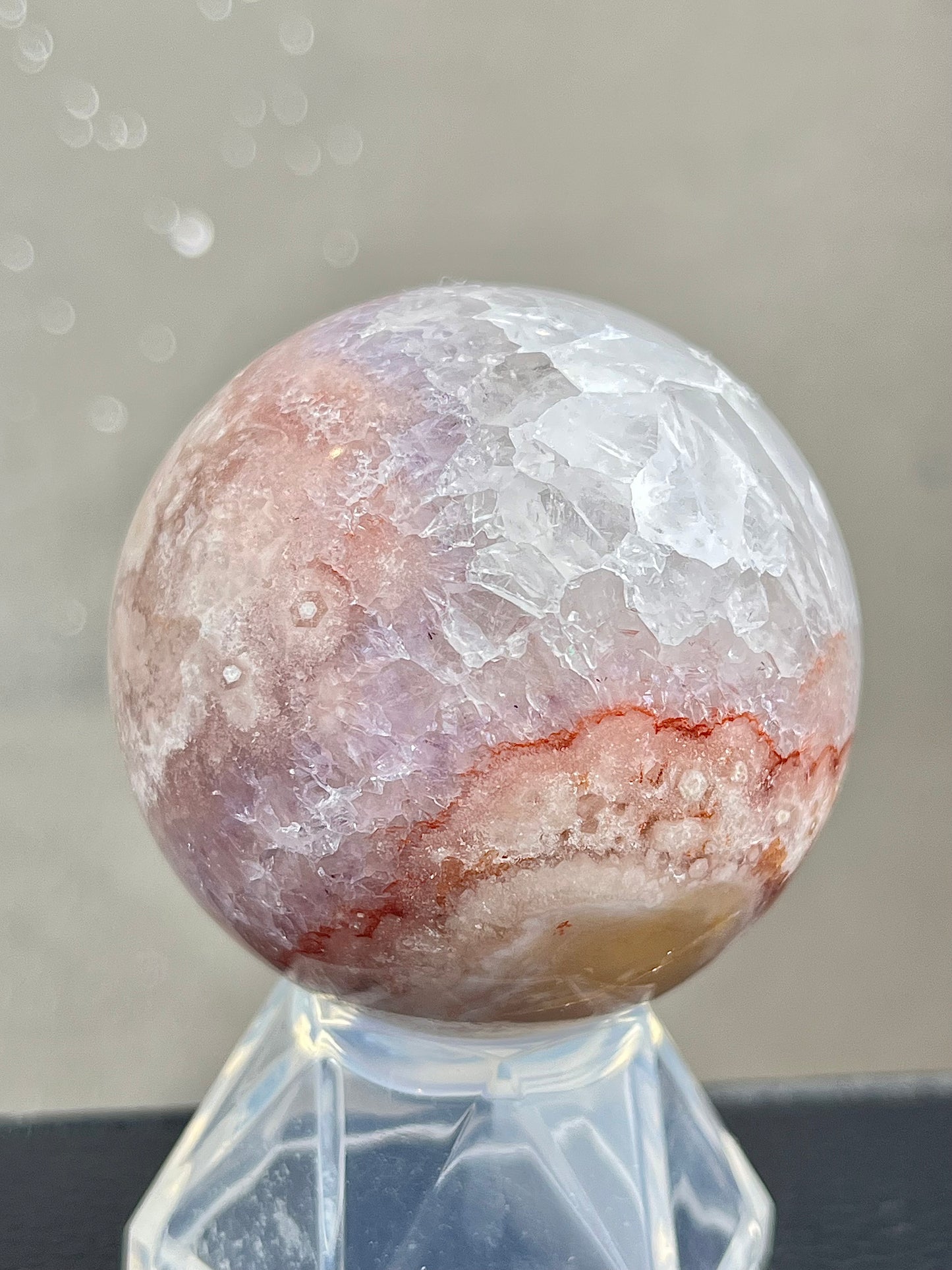 Blomster Agat med kvarts/ametyst Kule